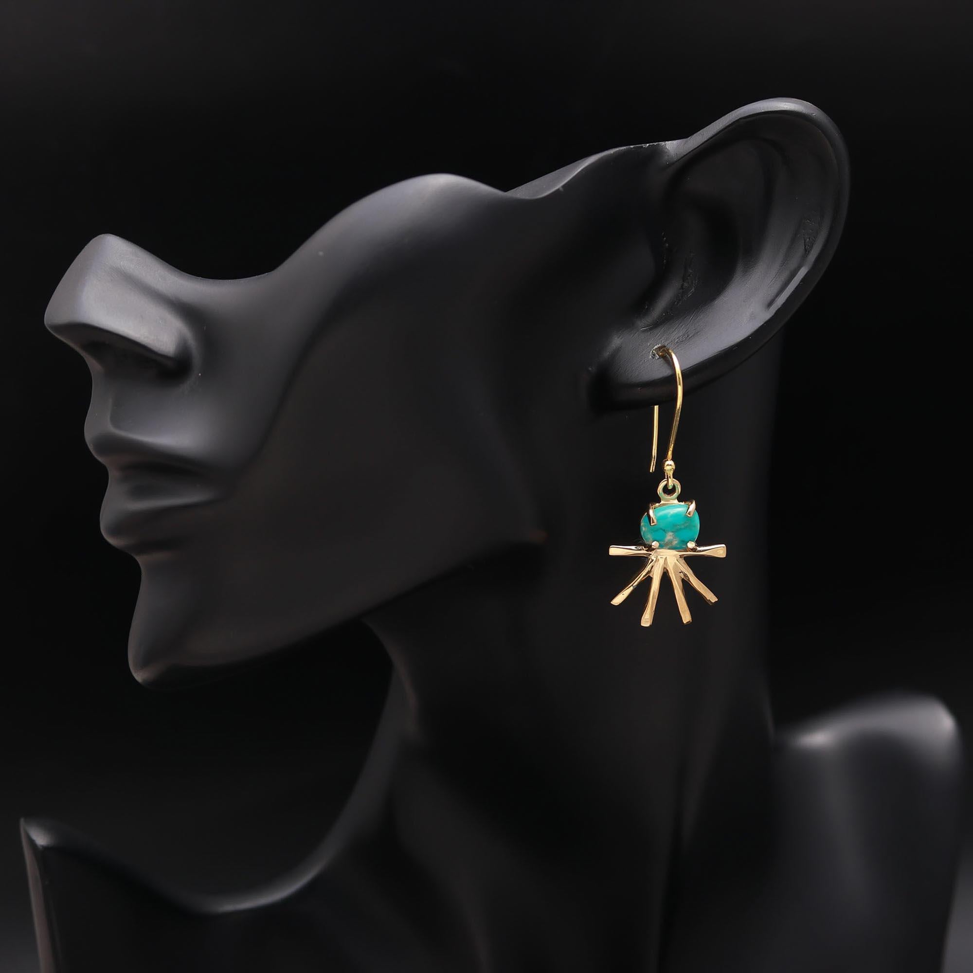 The Solar Turquoise: Ray Fringe Drop Earrings