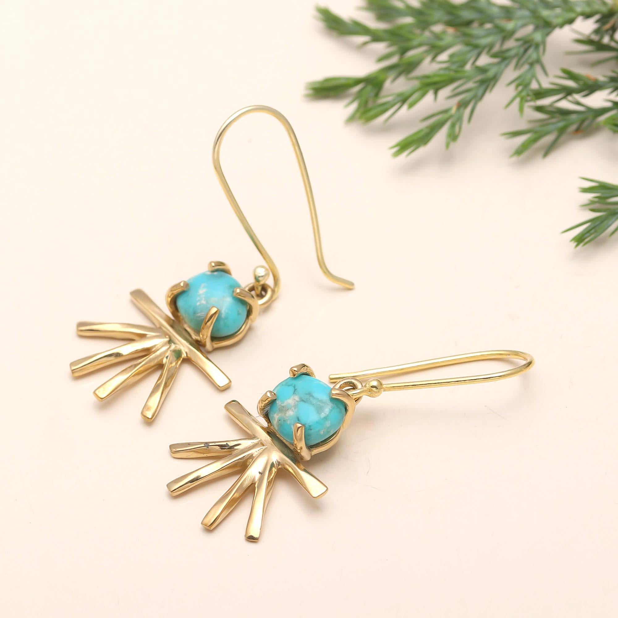 The Solar Turquoise: Ray Fringe Drop Earrings