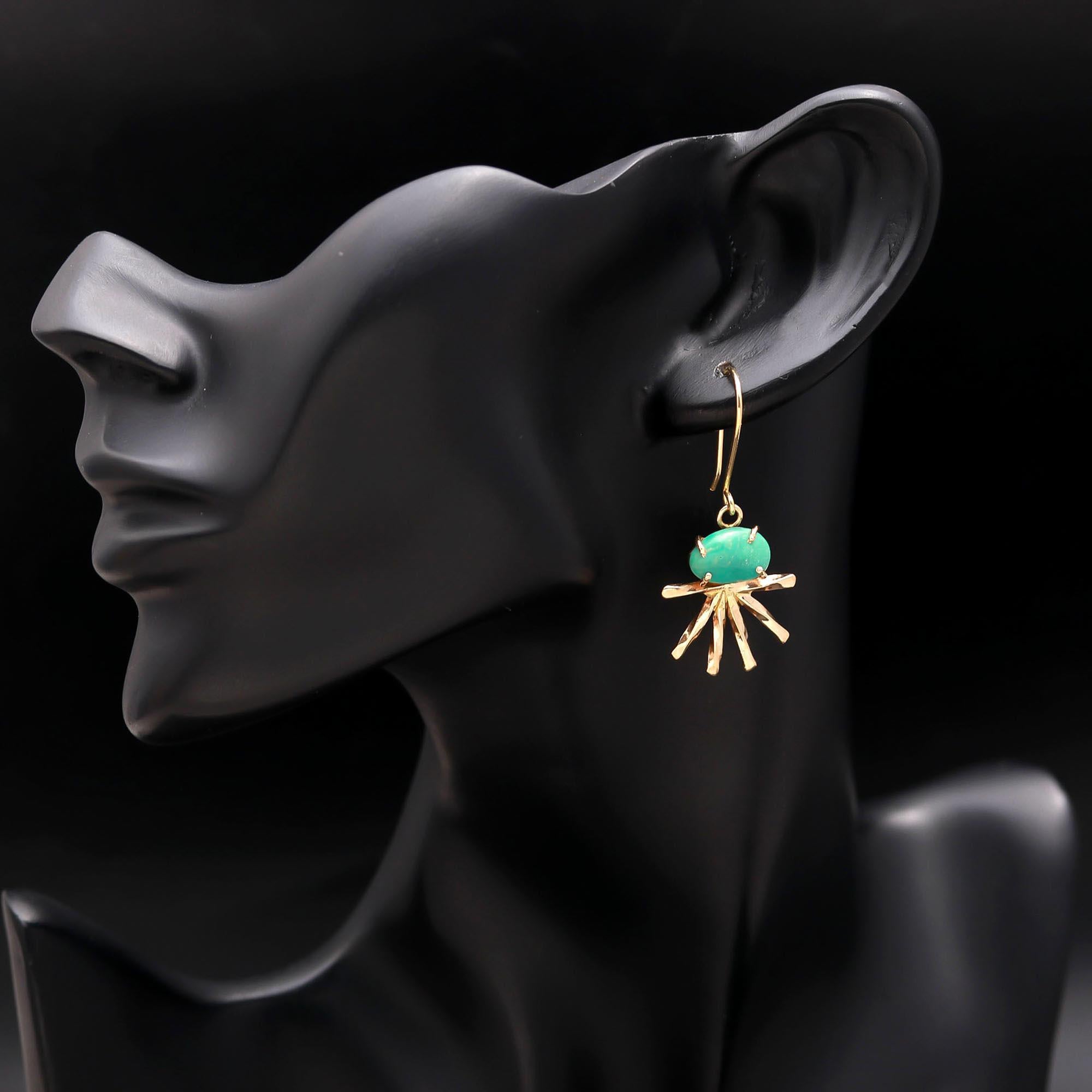 The Solar Turquoise: Ray Fringe Drop Earrings