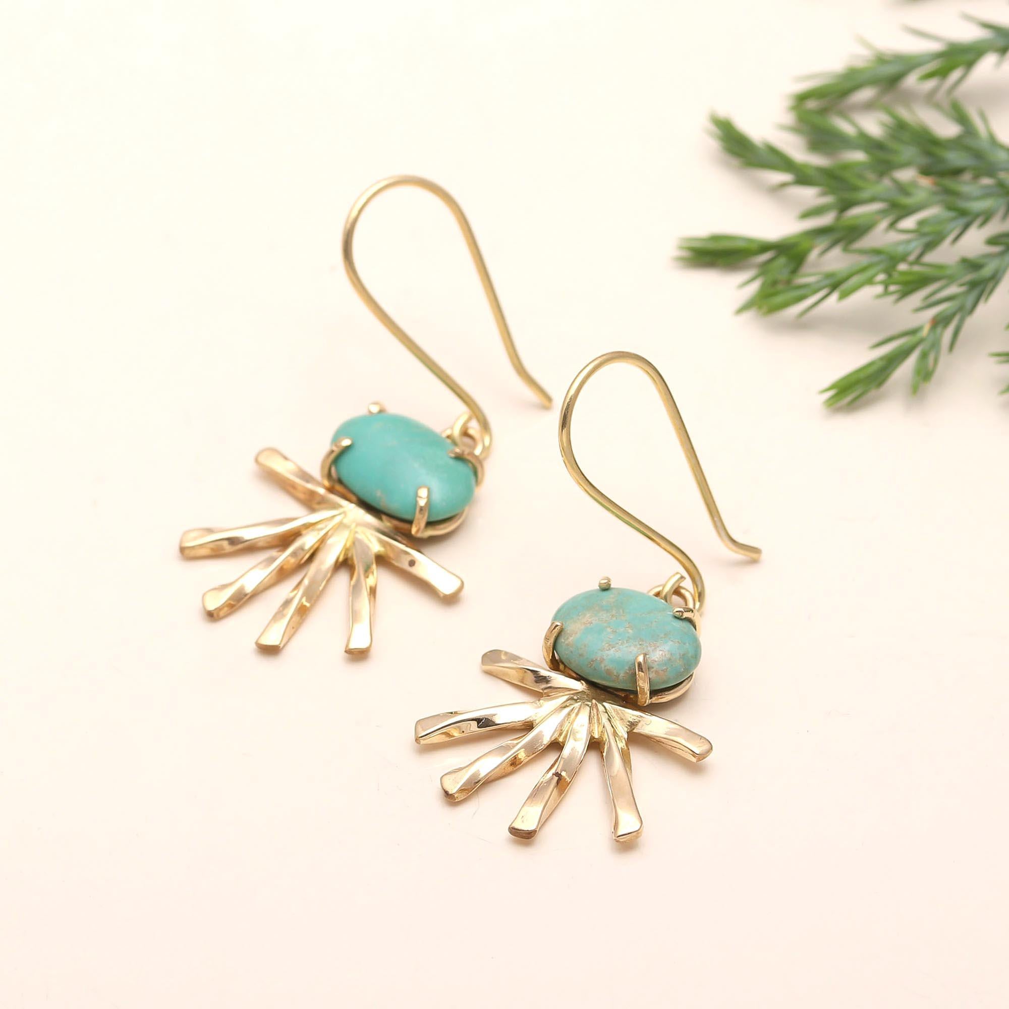 The Solar Turquoise: Ray Fringe Drop Earrings
