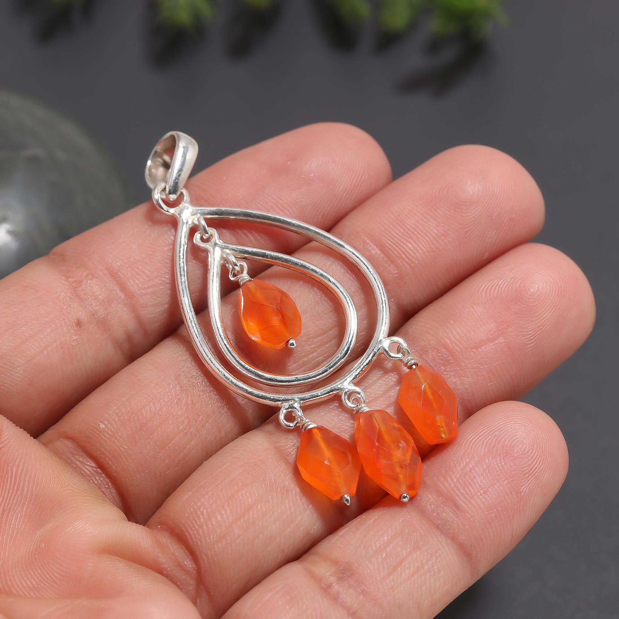 925 Silver Carnelian Teardrop Pendant