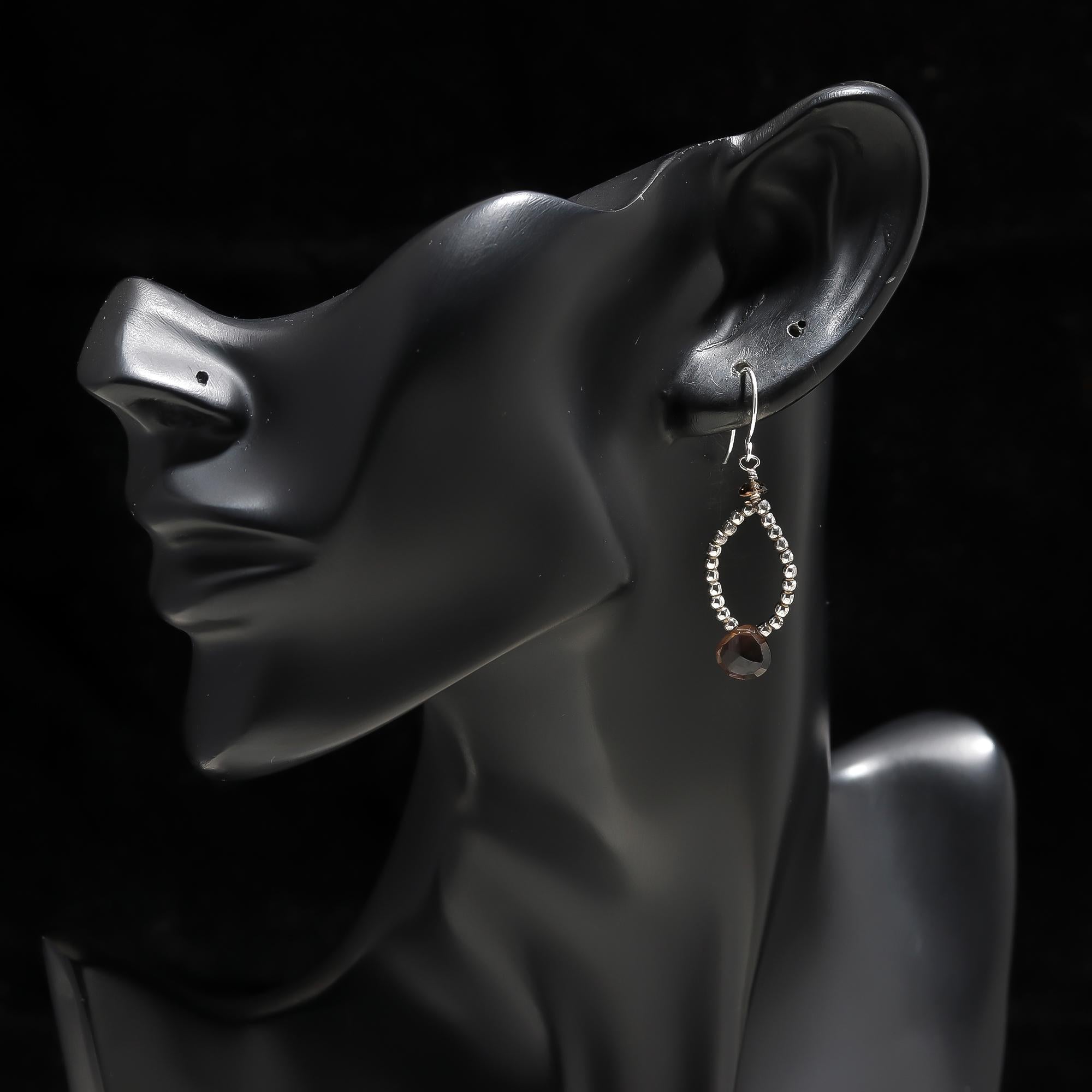 925 Silver Smoky Quartz Dangle Earrings