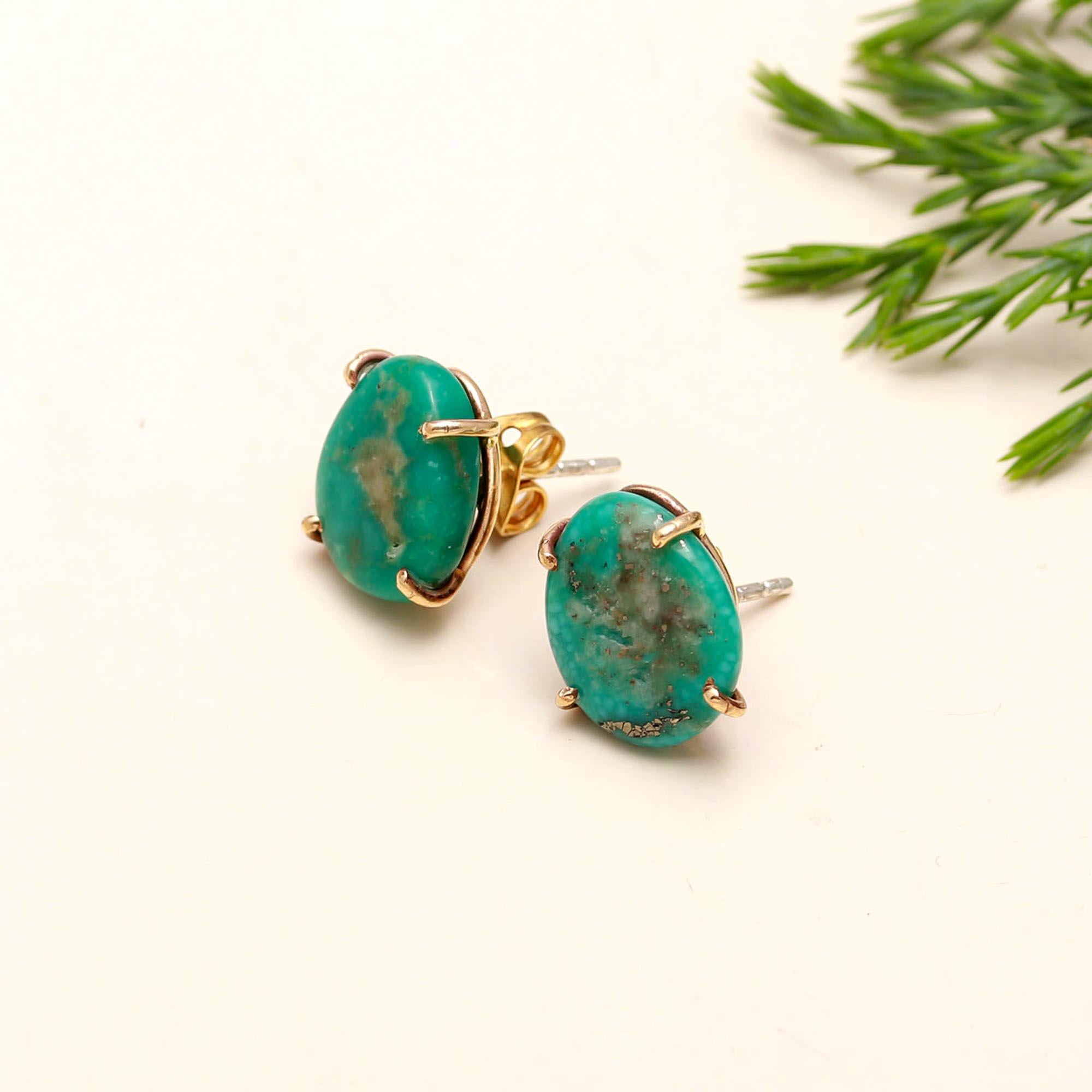 The Turquoise Pebble: Organic Claw Stud Earrings