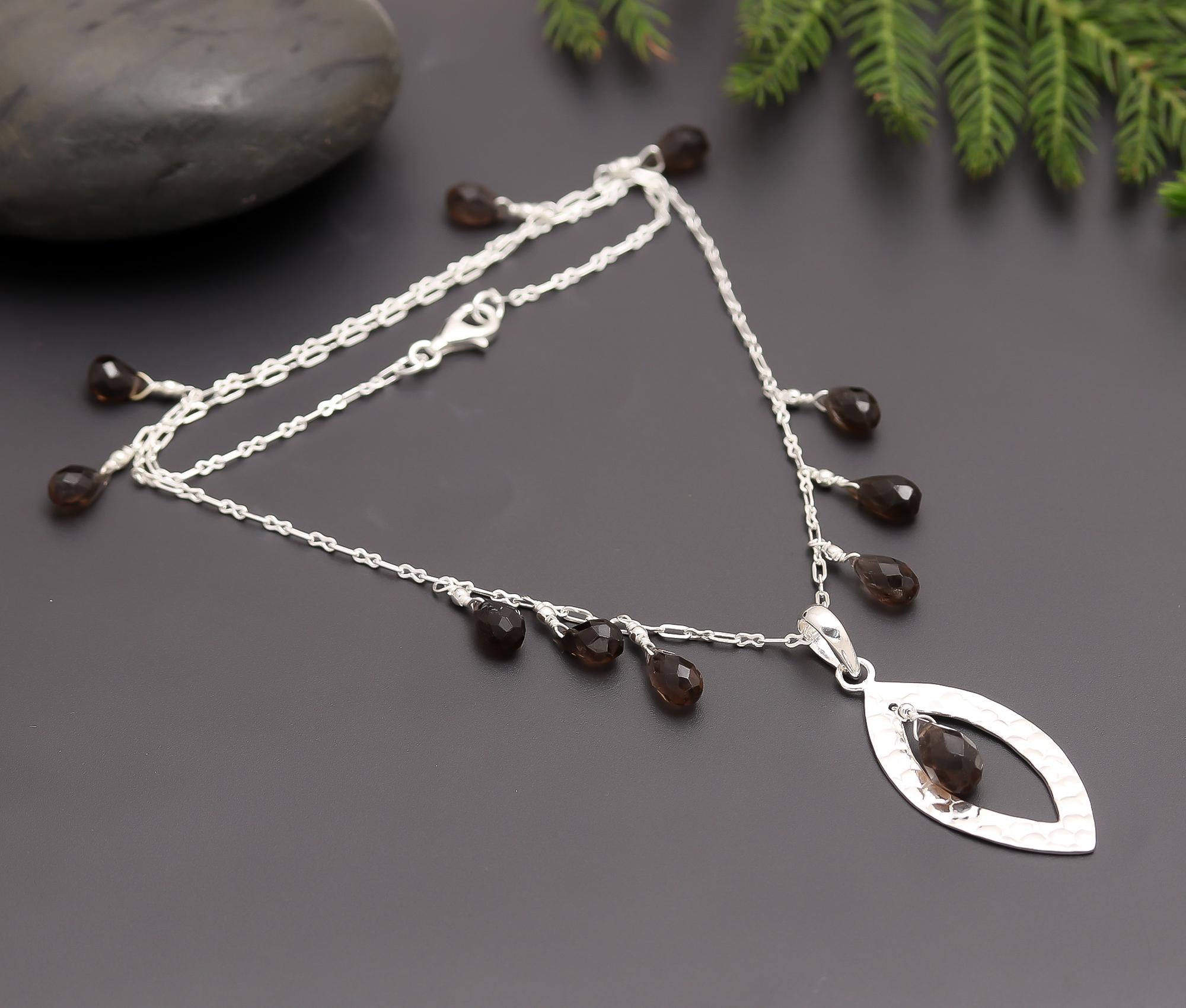 925 Silver Smoky Quartz Pendant Necklace