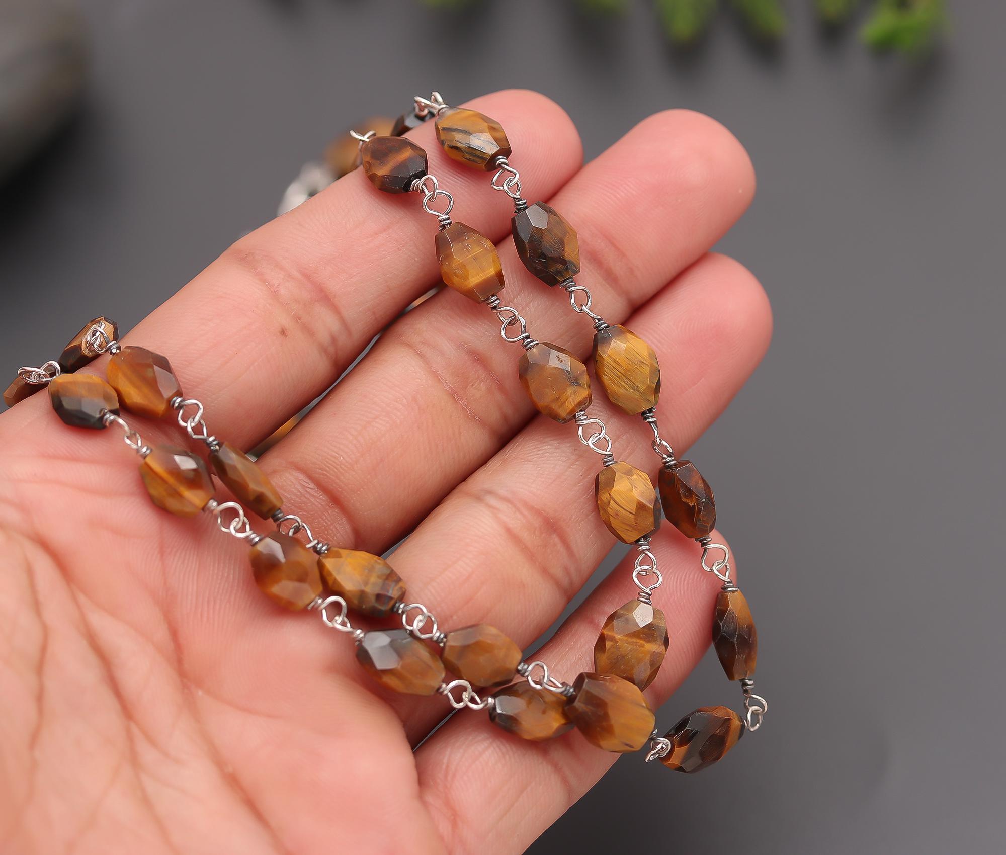 925 Silver Tiger Eye Beads Double Layer Necklace
