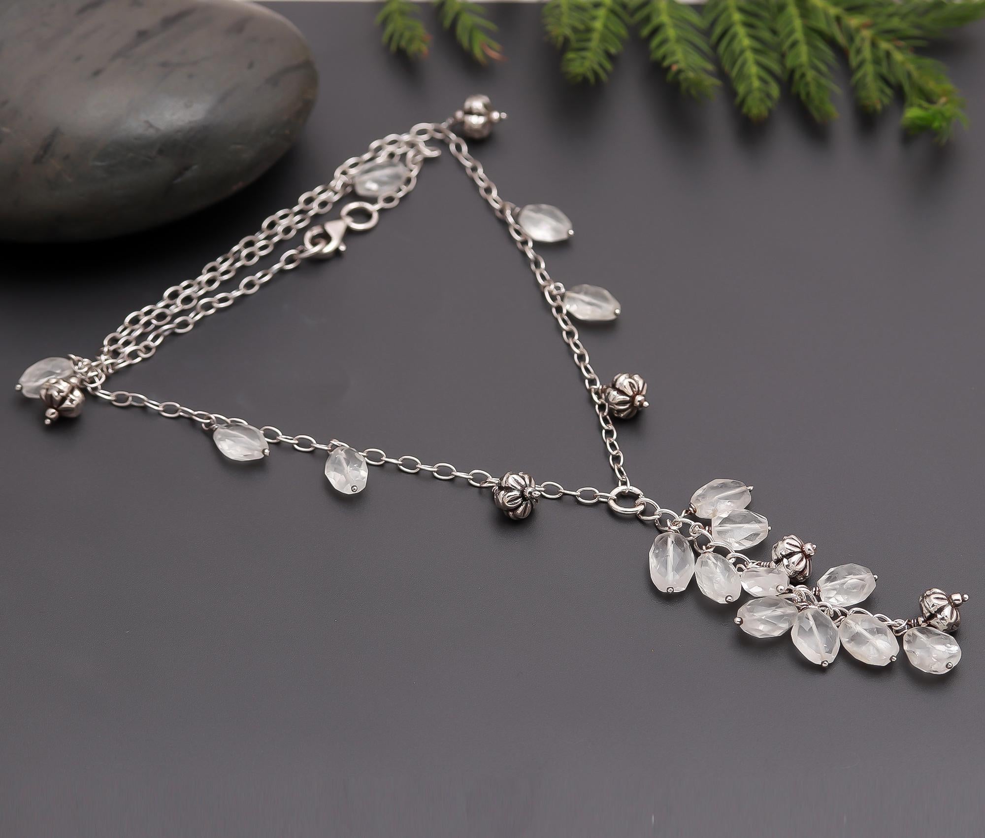 925 Silver Clear Quartz Beaded Necklace