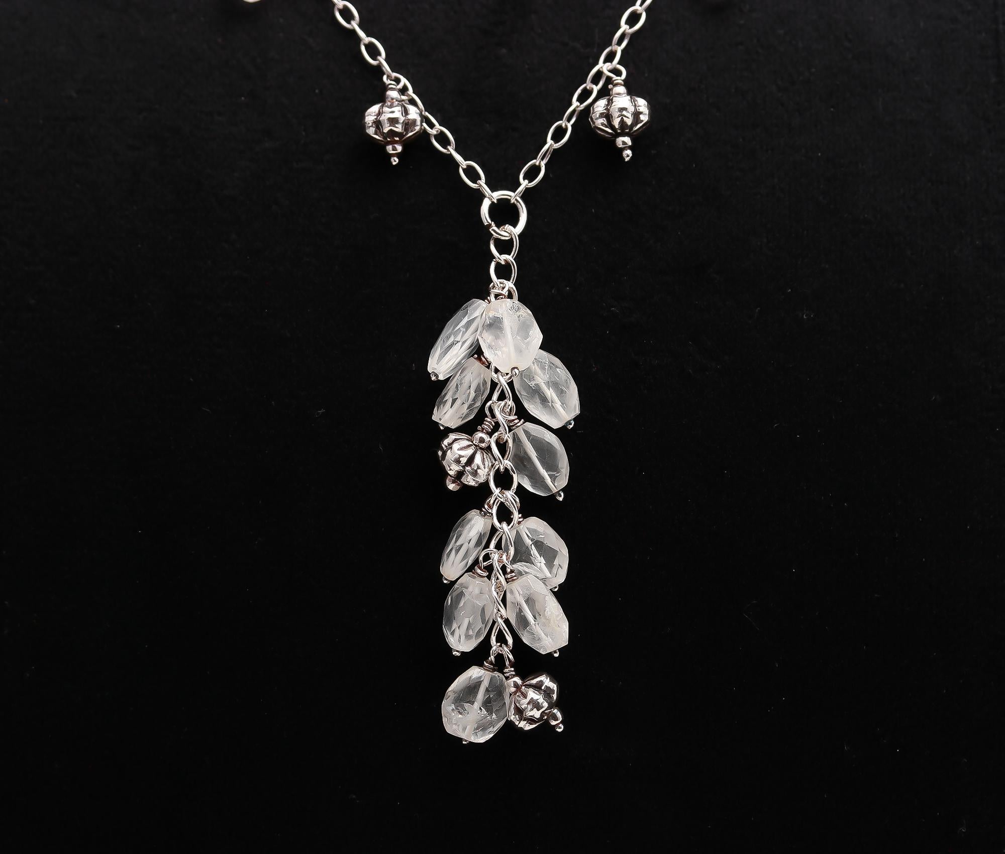 925 Silver Clear Quartz Beaded Necklace