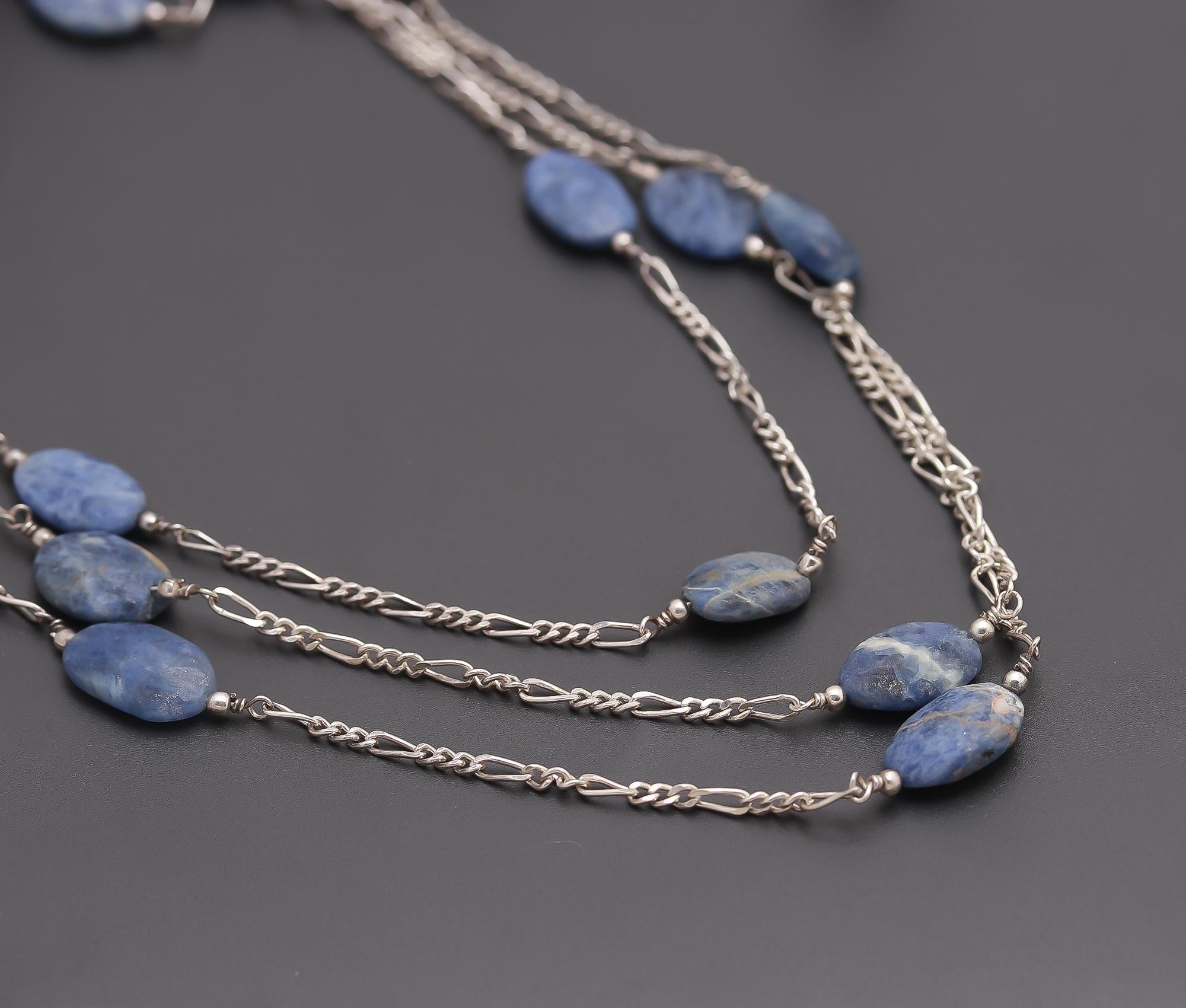 925 Silver Kyanite Beads Multi-Layer Necklace
