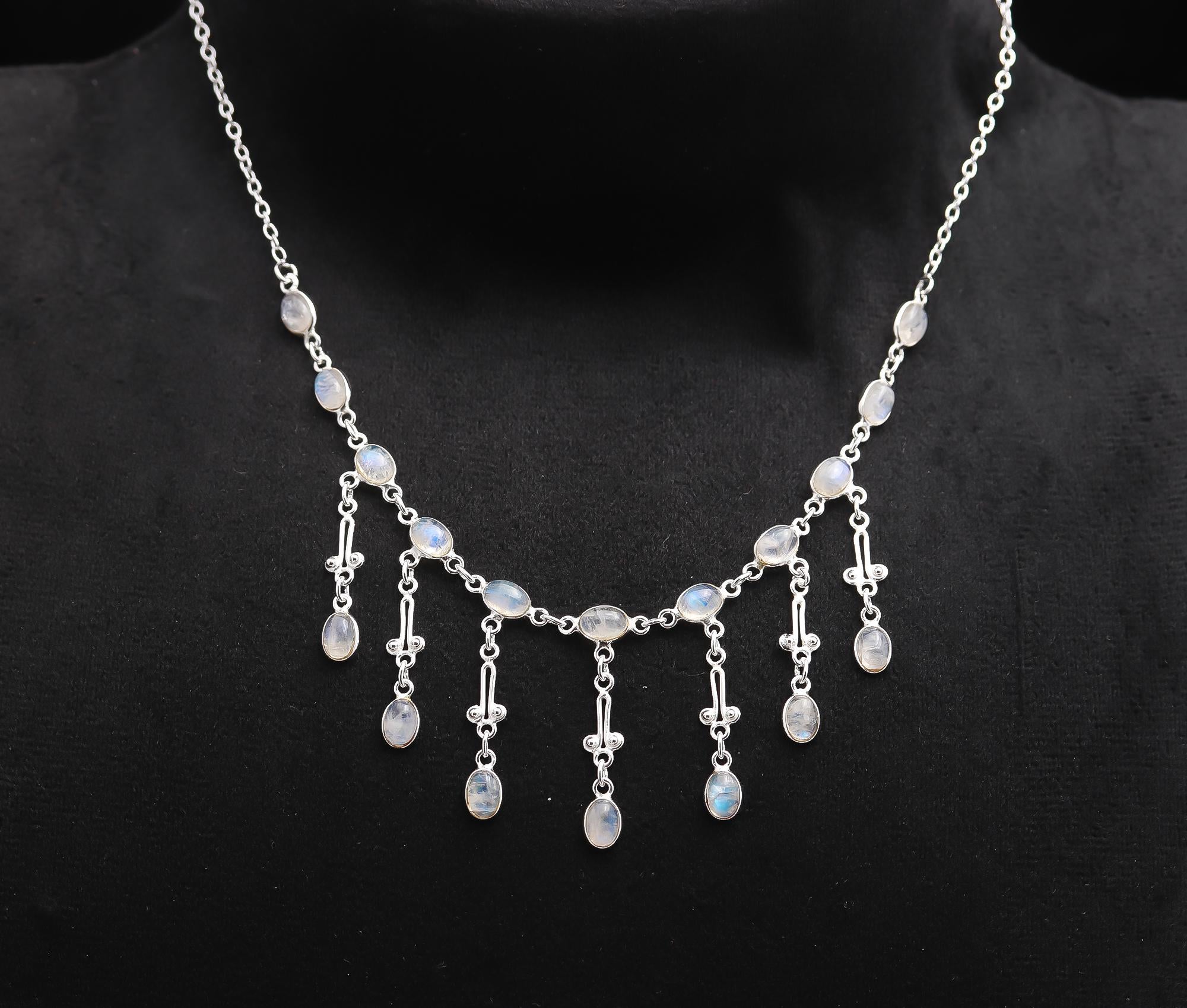 925 Silver Rainbow Moonstone Necklace