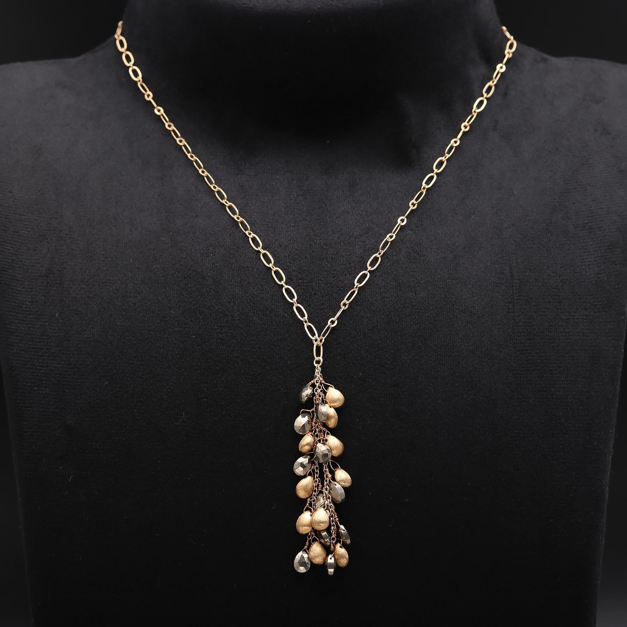 The Golden Harvest: Pyrite Bead Lariat Necklace