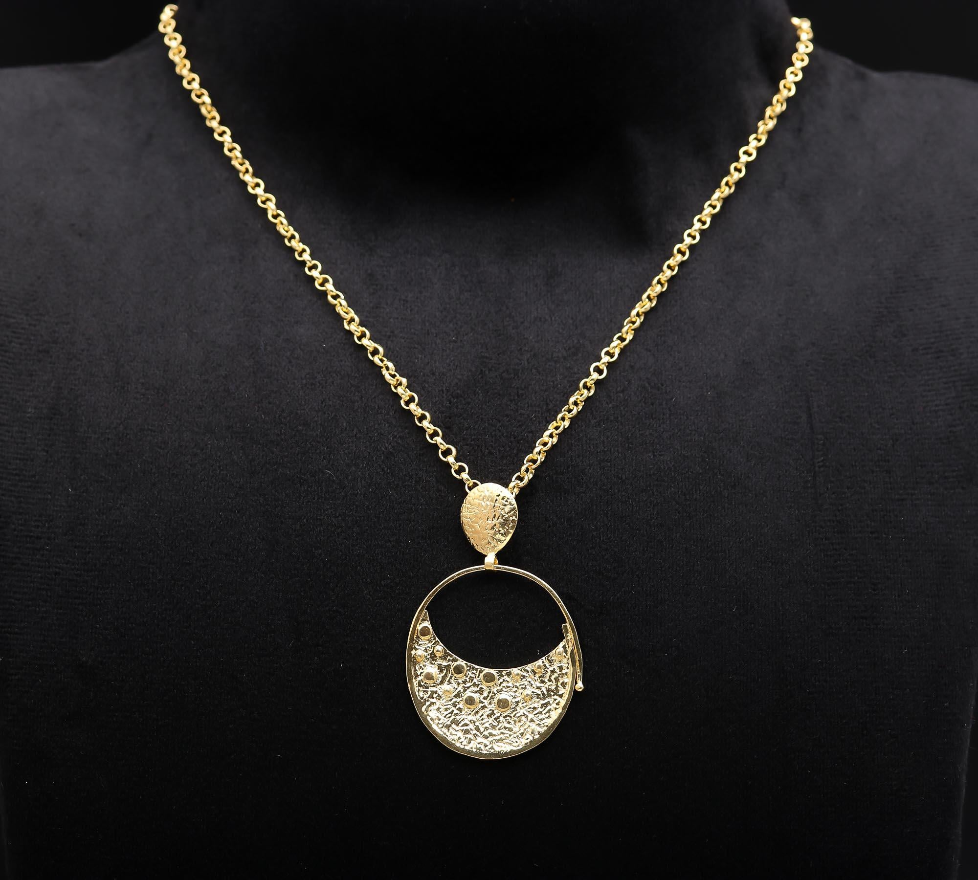 The Crater Moon: Abstract Textured Gold Necklace