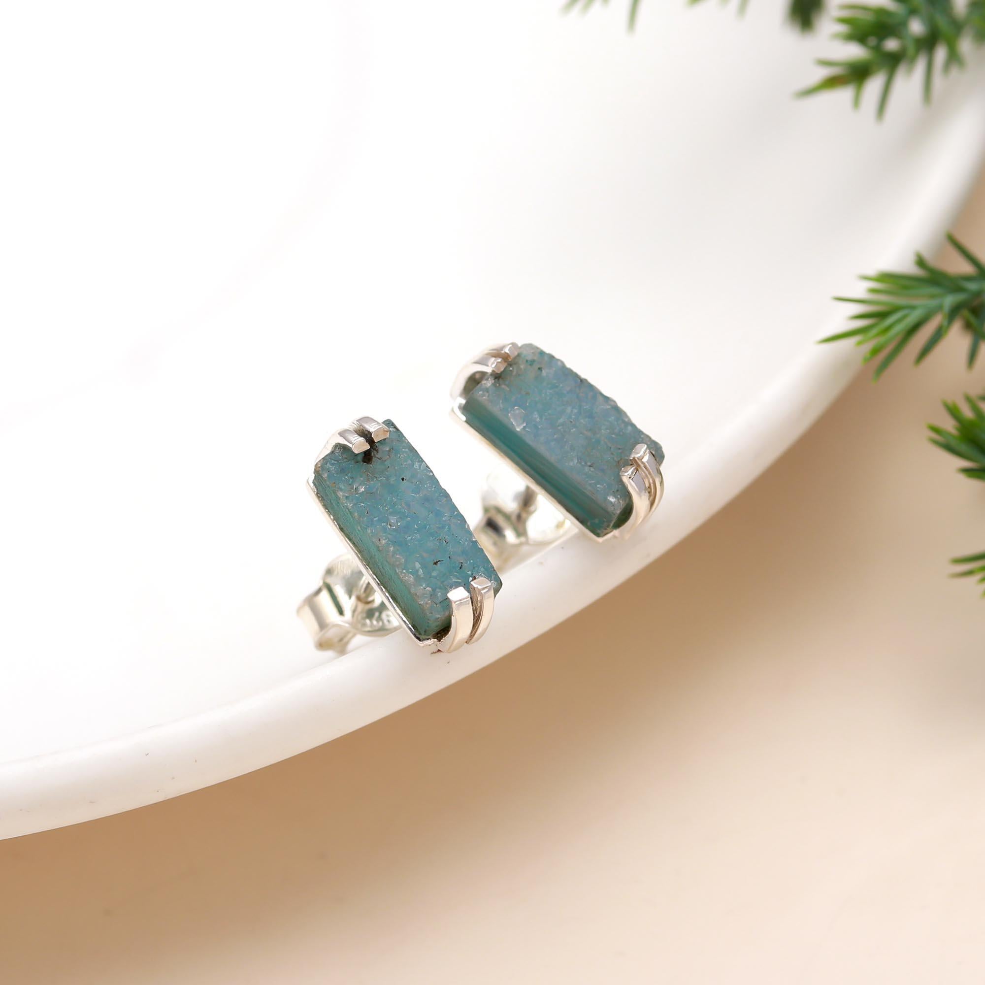 The Raw Azure: Rough Apatite Bar Studs