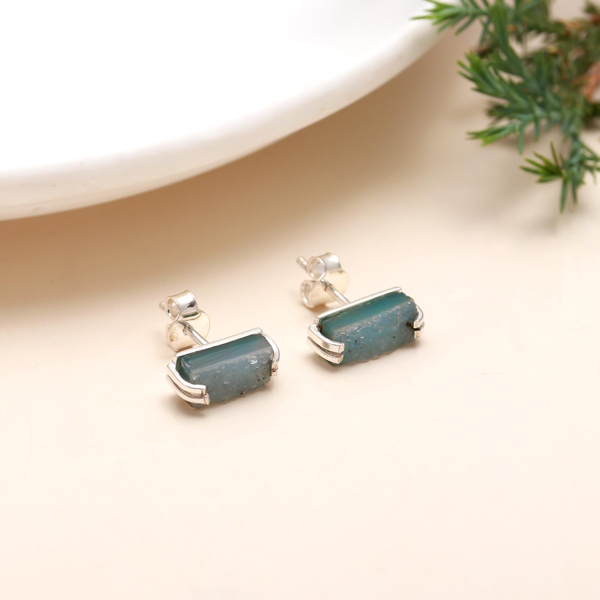 The Raw Azure: Rough Apatite Bar Studs