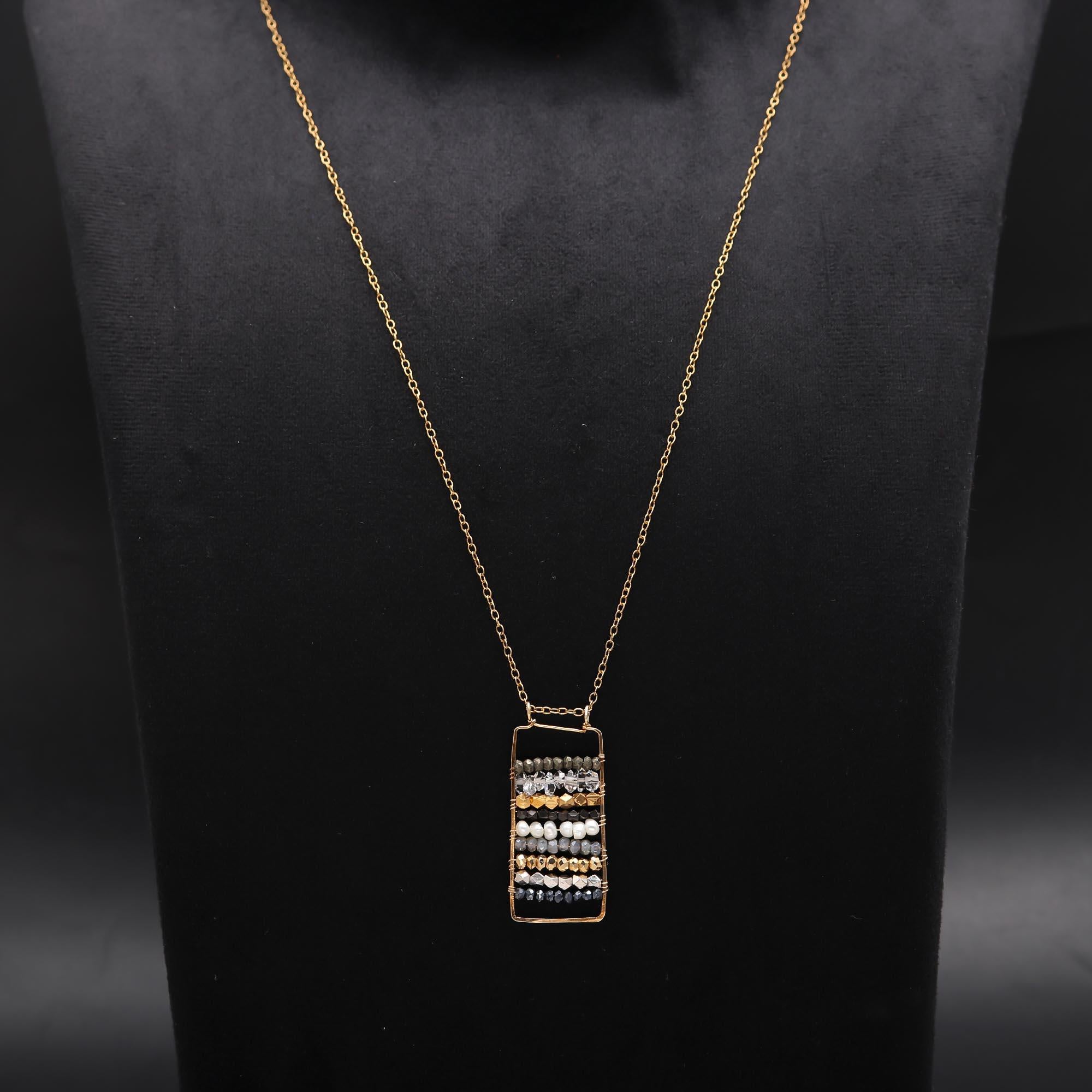 The Weaver’s Frame: Wire Wrapped Gemstone Bar Necklace