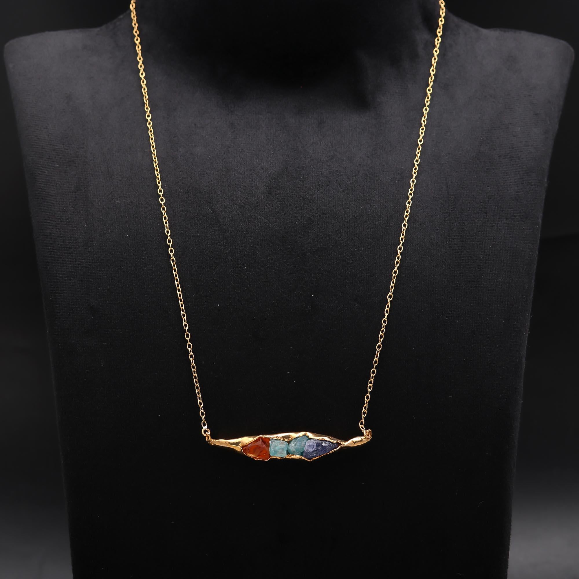 The Golden Pod: Raw Multi-Gemstone & Gold Necklace