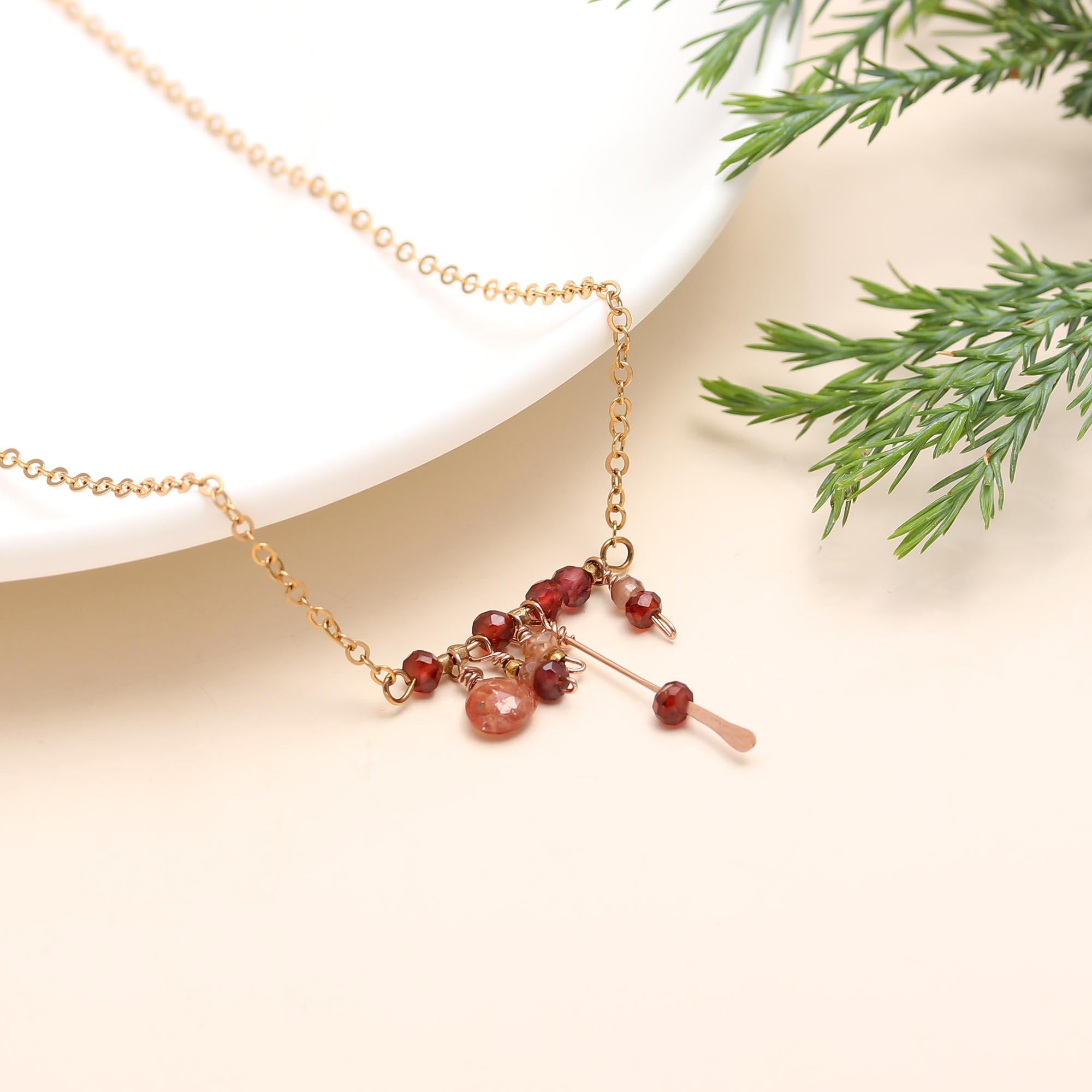 The Berry Branch: Garnet Cluster Delicate Necklace