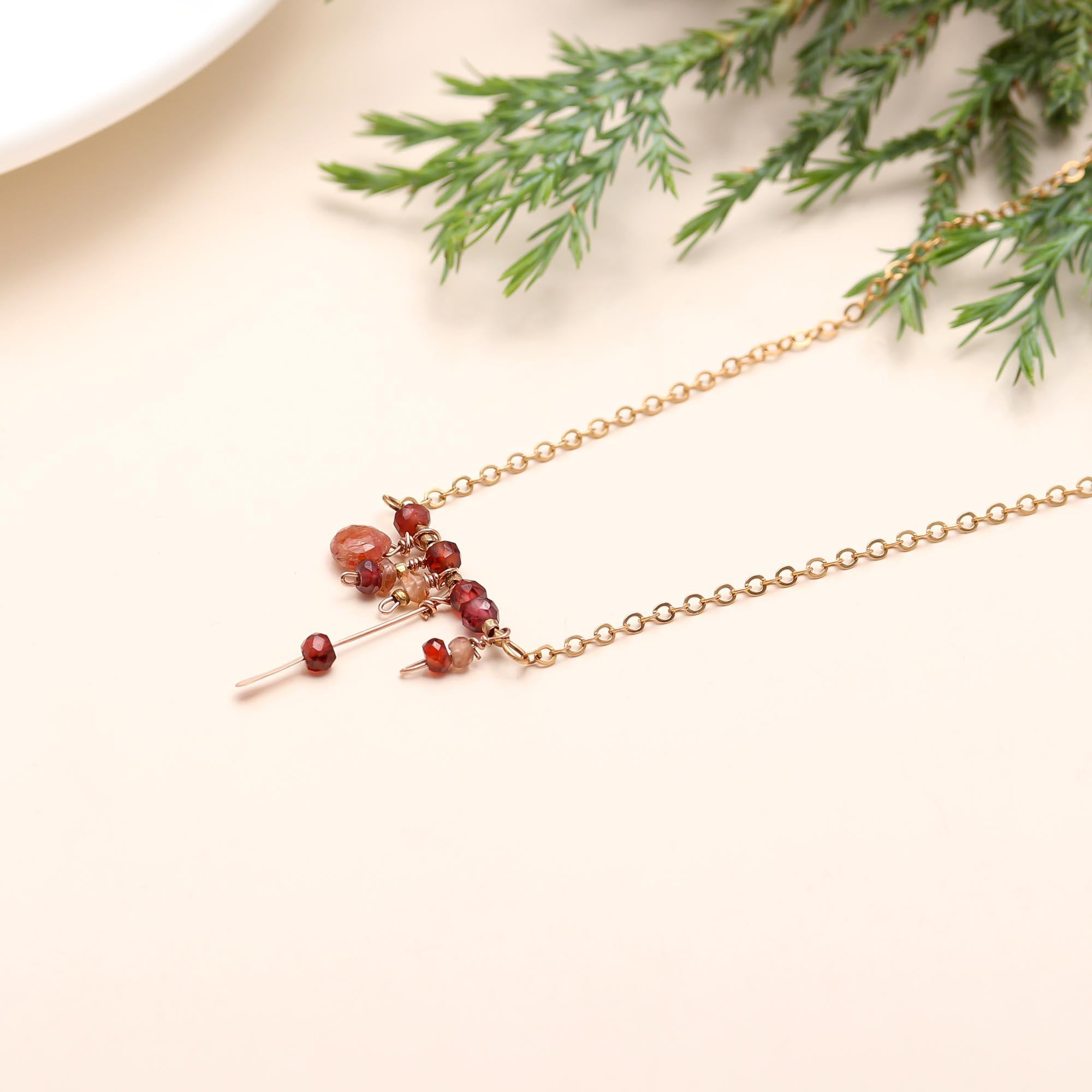 The Berry Branch: Garnet Cluster Delicate Necklace