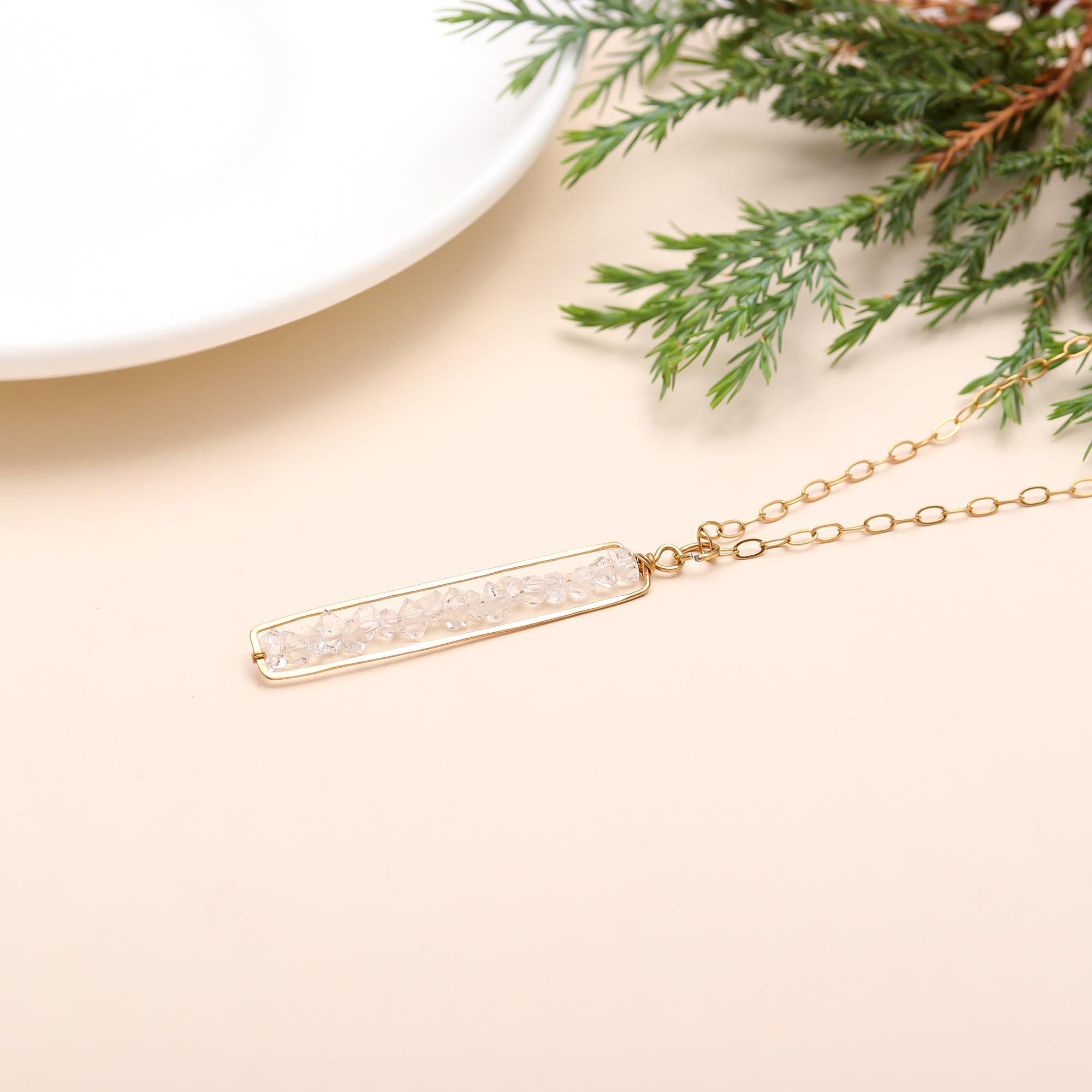 The Ice Prism: Raw Clear Crystal Geometric Necklace