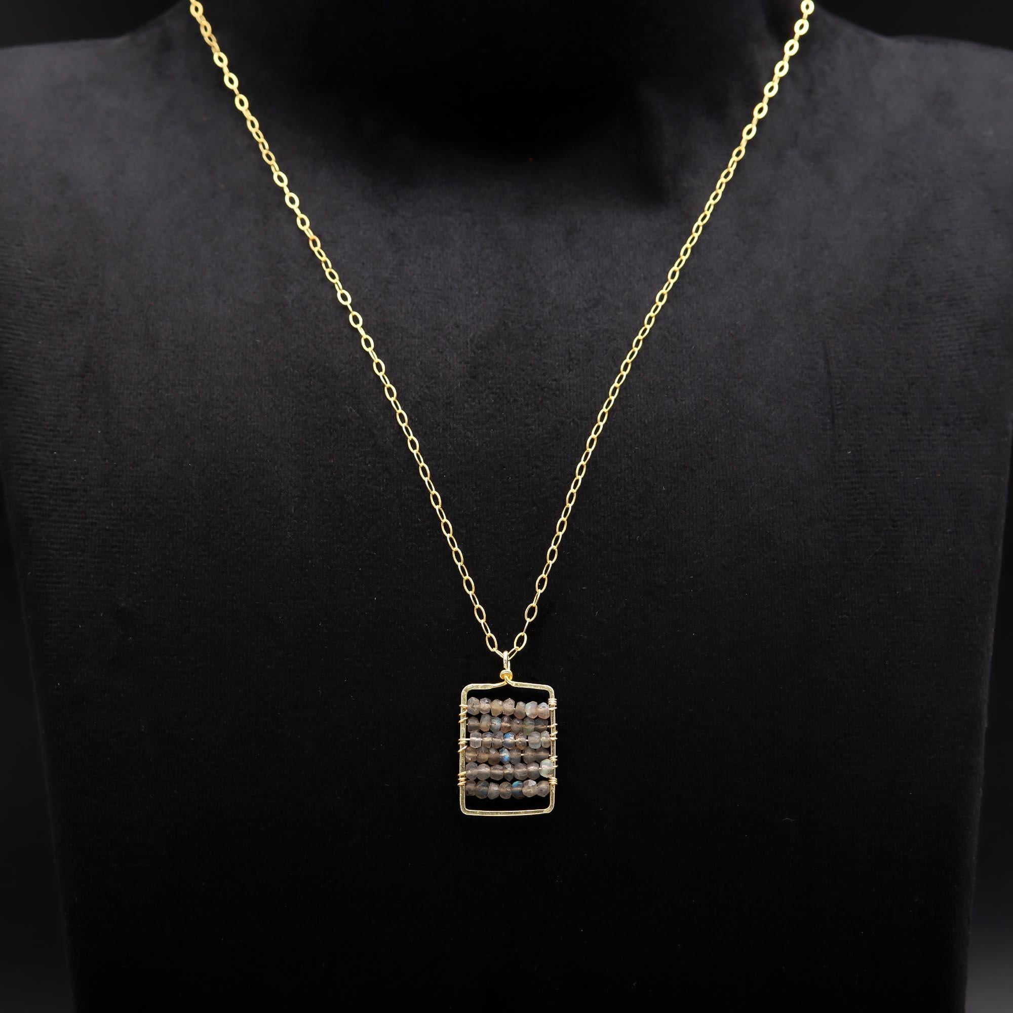 The Mystic Frame: Wire Wrapped Labradorite Pendant