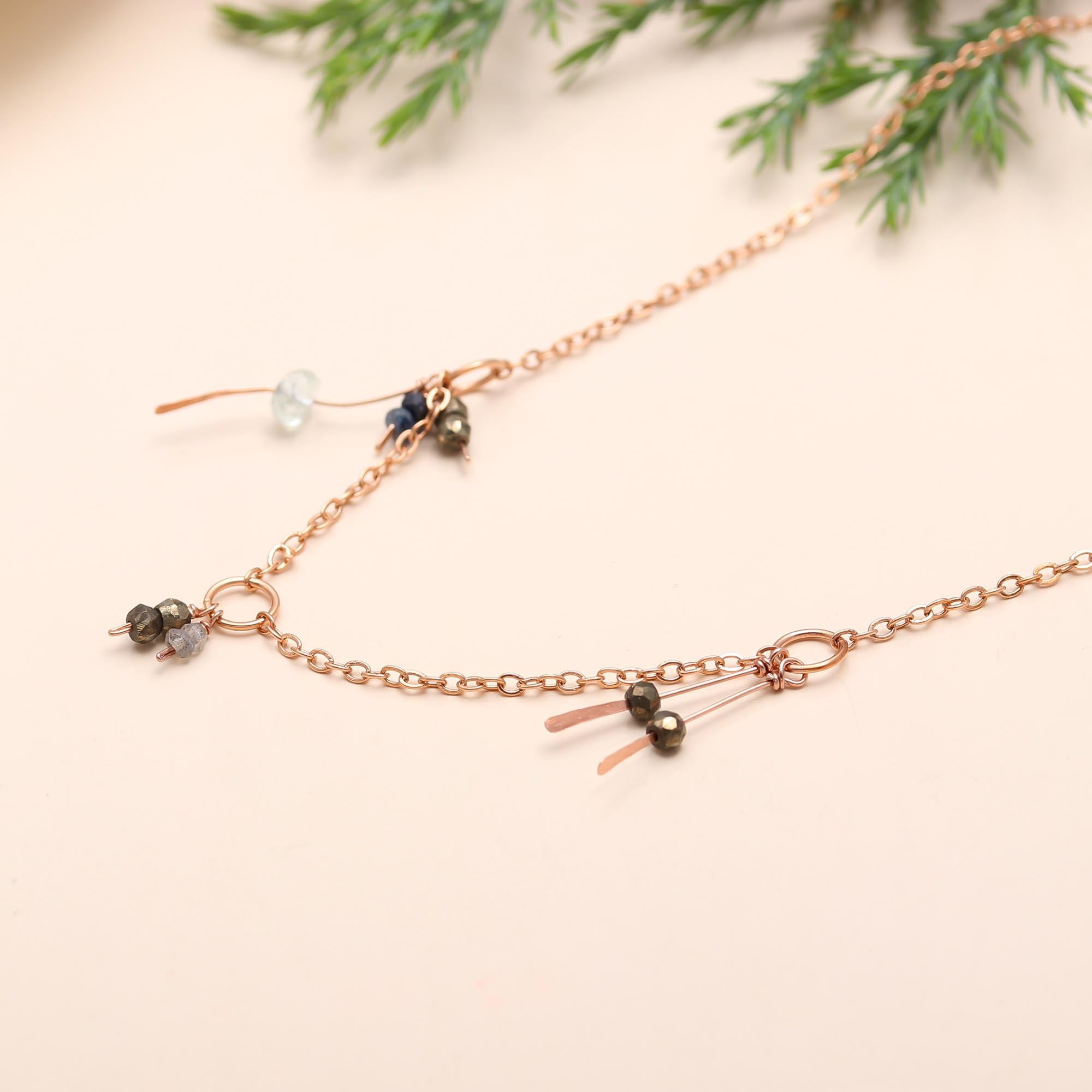 The Stardust Chain: Rose Gold Pyrite Station Necklace