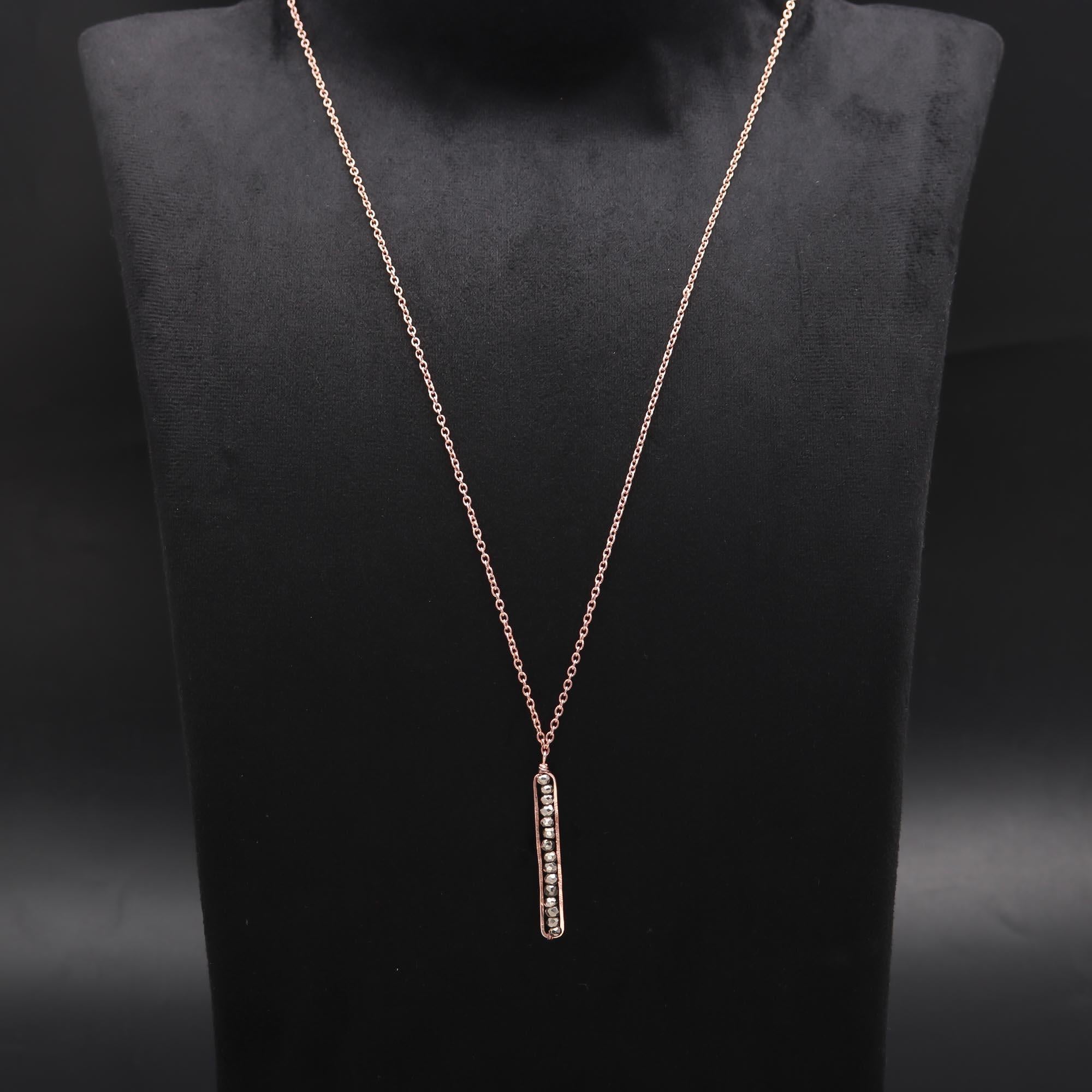 The Horizon Line: Rose Gold Wire Wrapped Pyrite Bar