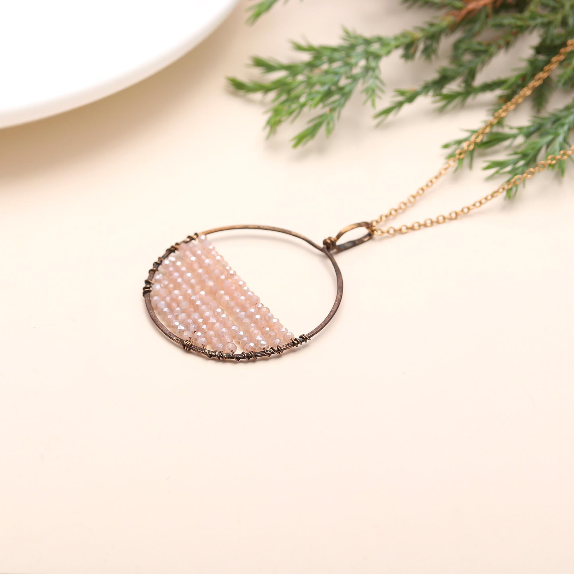 The Sunrise Loop: Wire Wrapped Crystal Circle Necklace