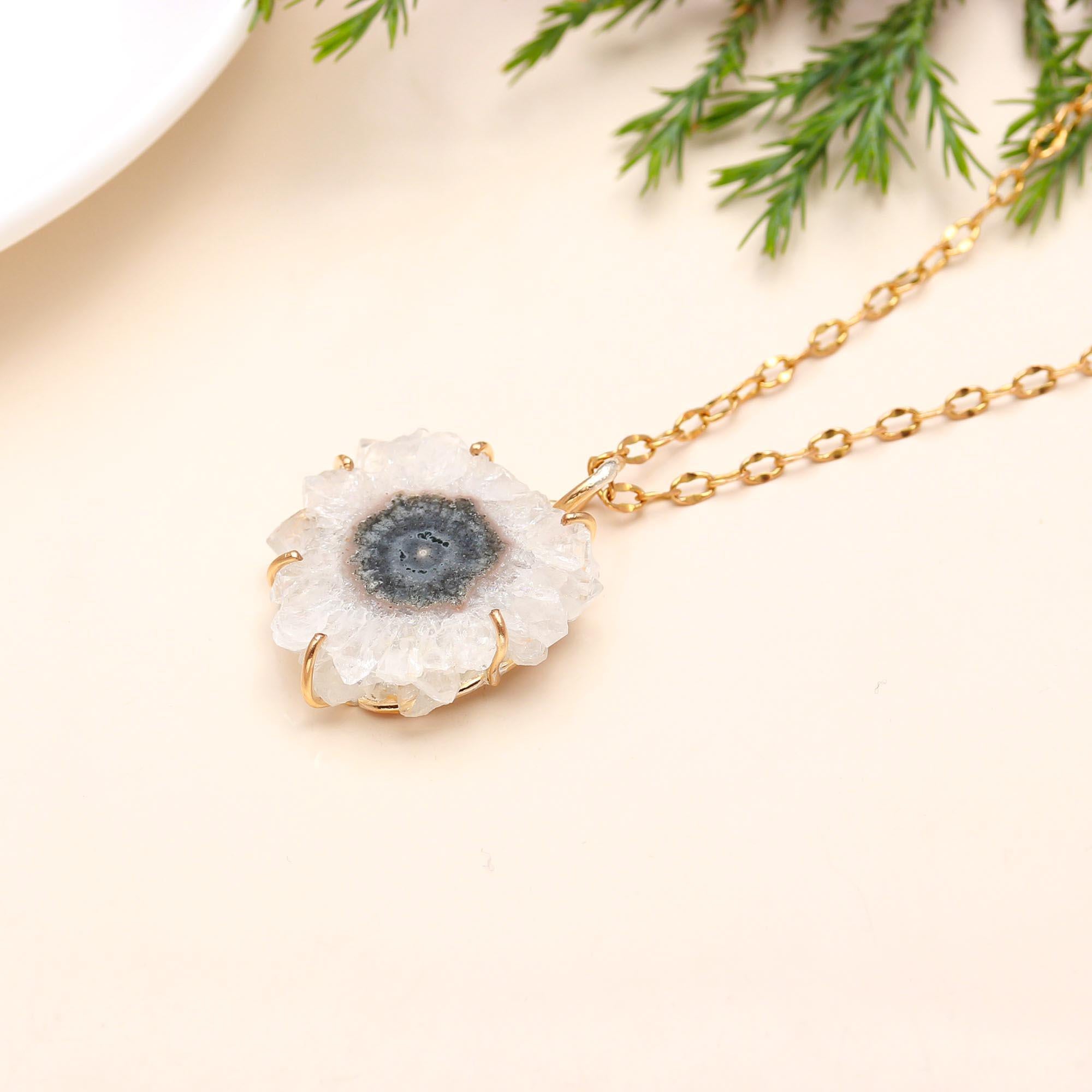 The Sun Flower: Natural Solar Quartz Pendant