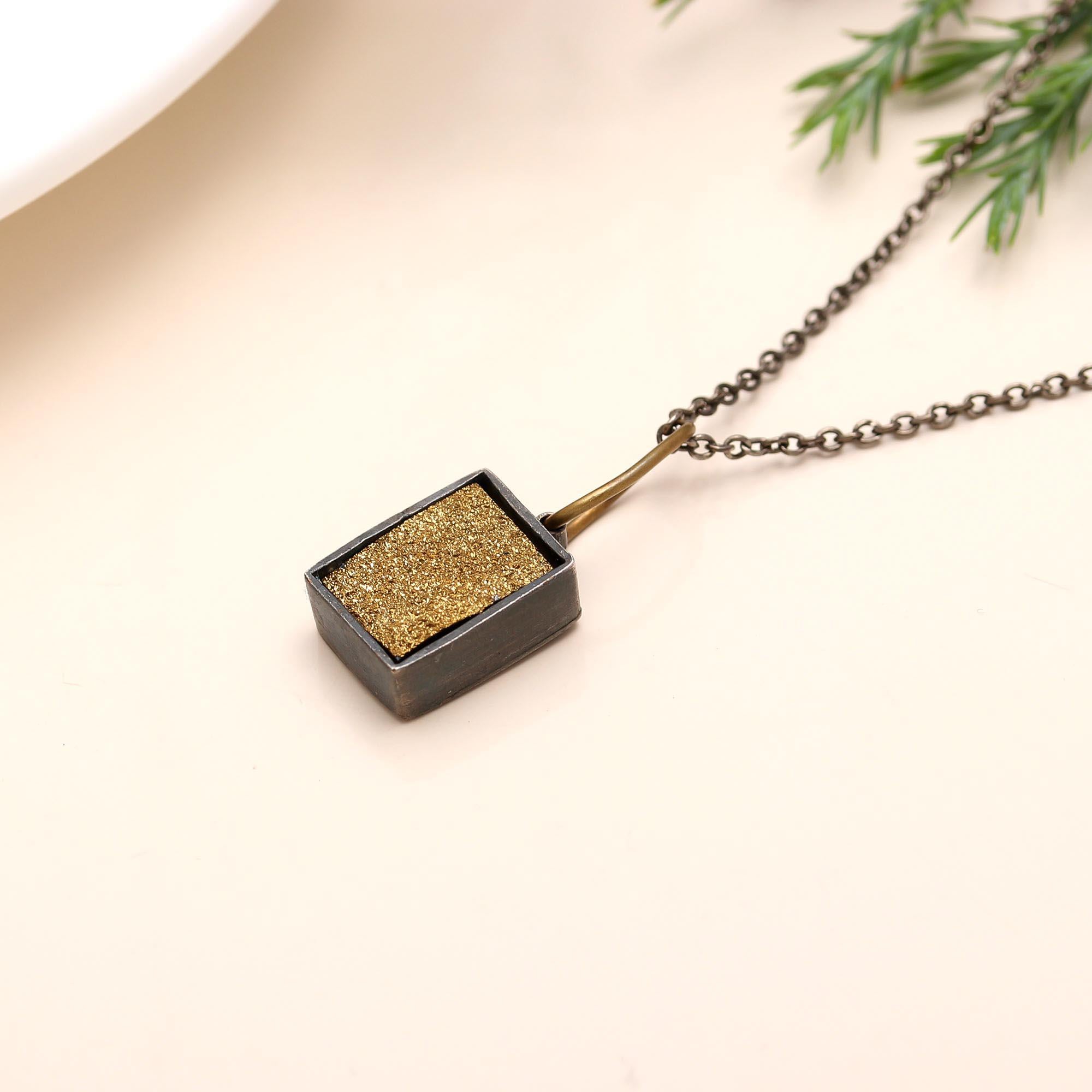 The Night Sky: Textured Gold Druzy Pendant