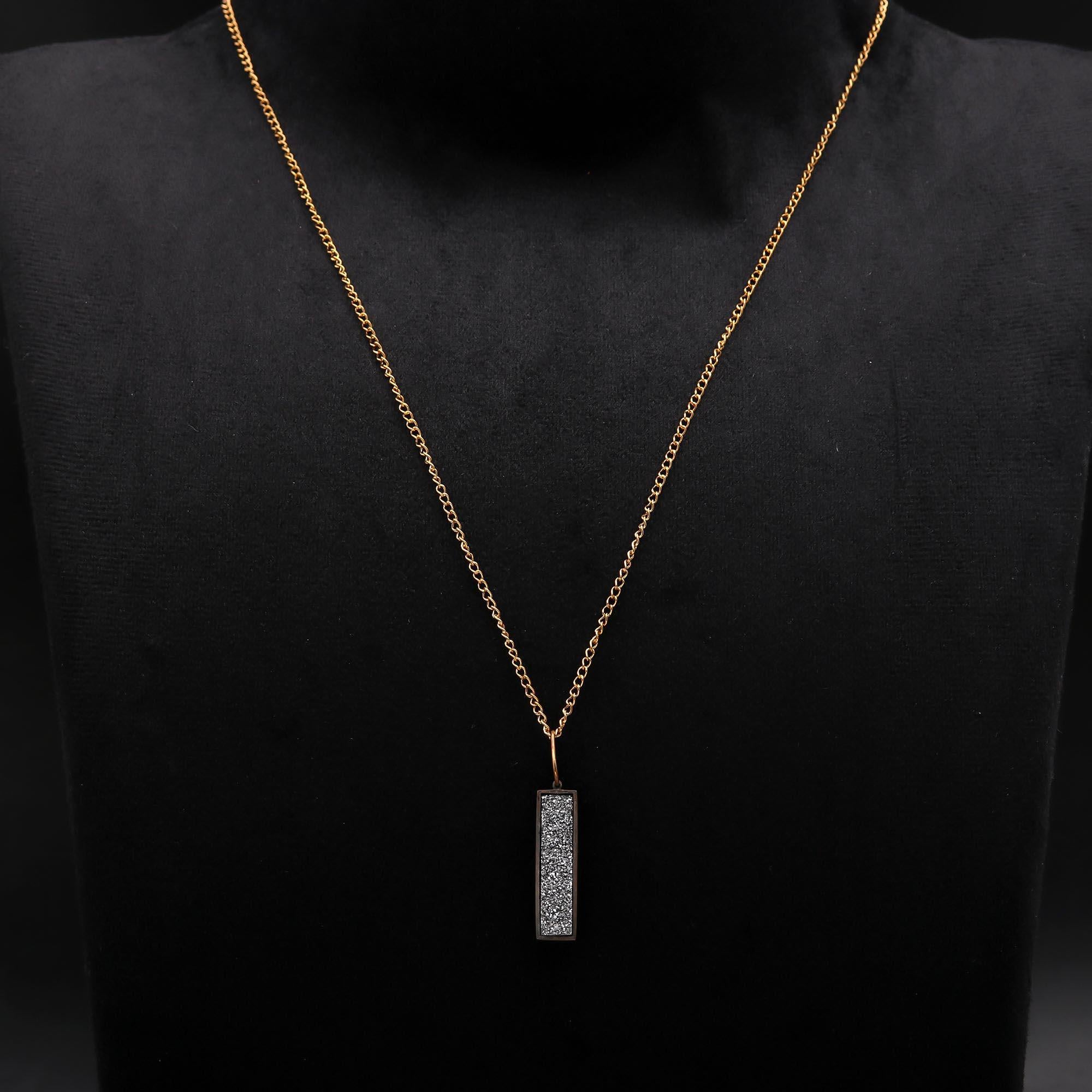 The Stardust Bar: Grey Druzy Horizontal Pendant