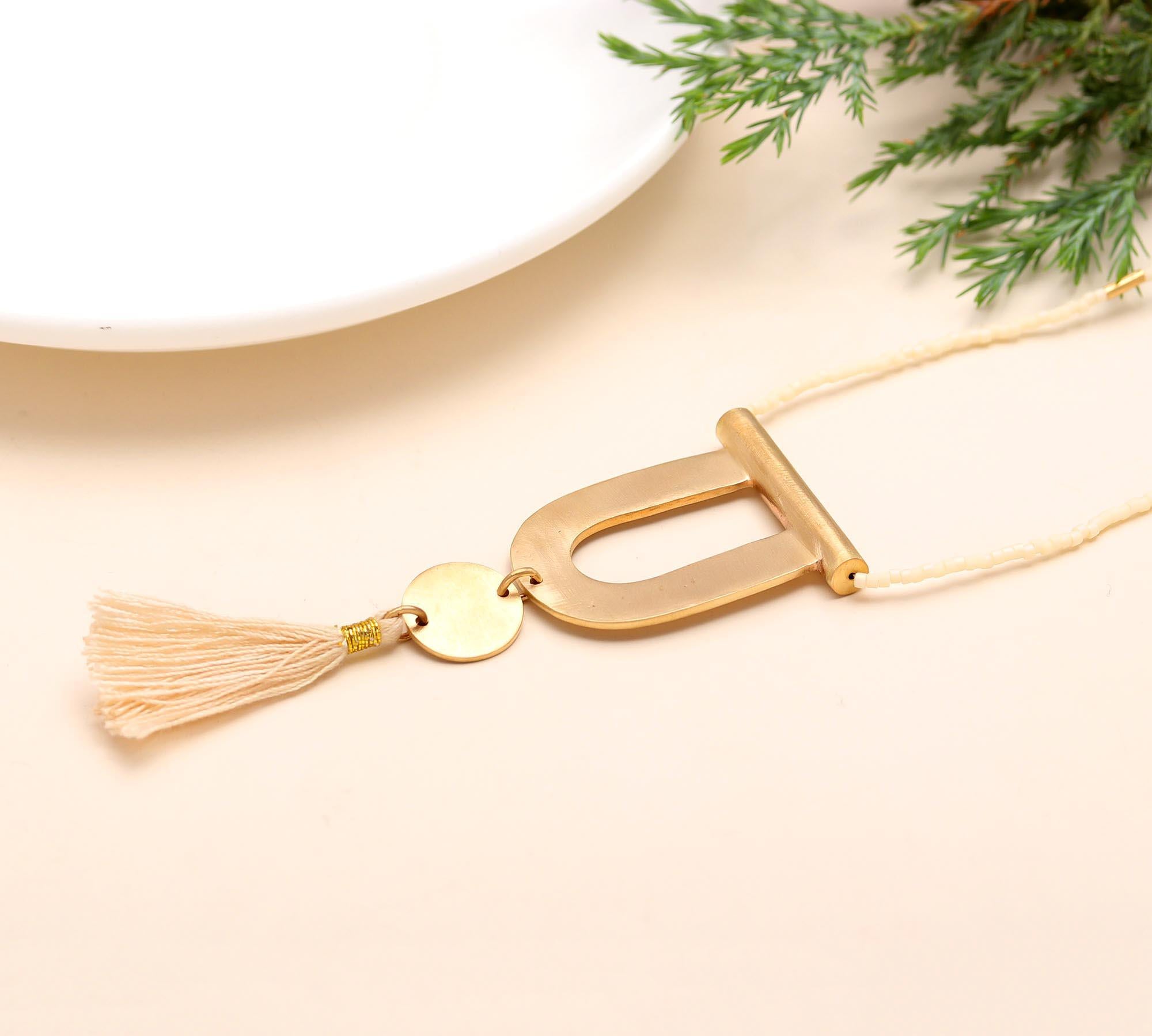 The Boho Arch: Gold U-Shape Tassel Necklace