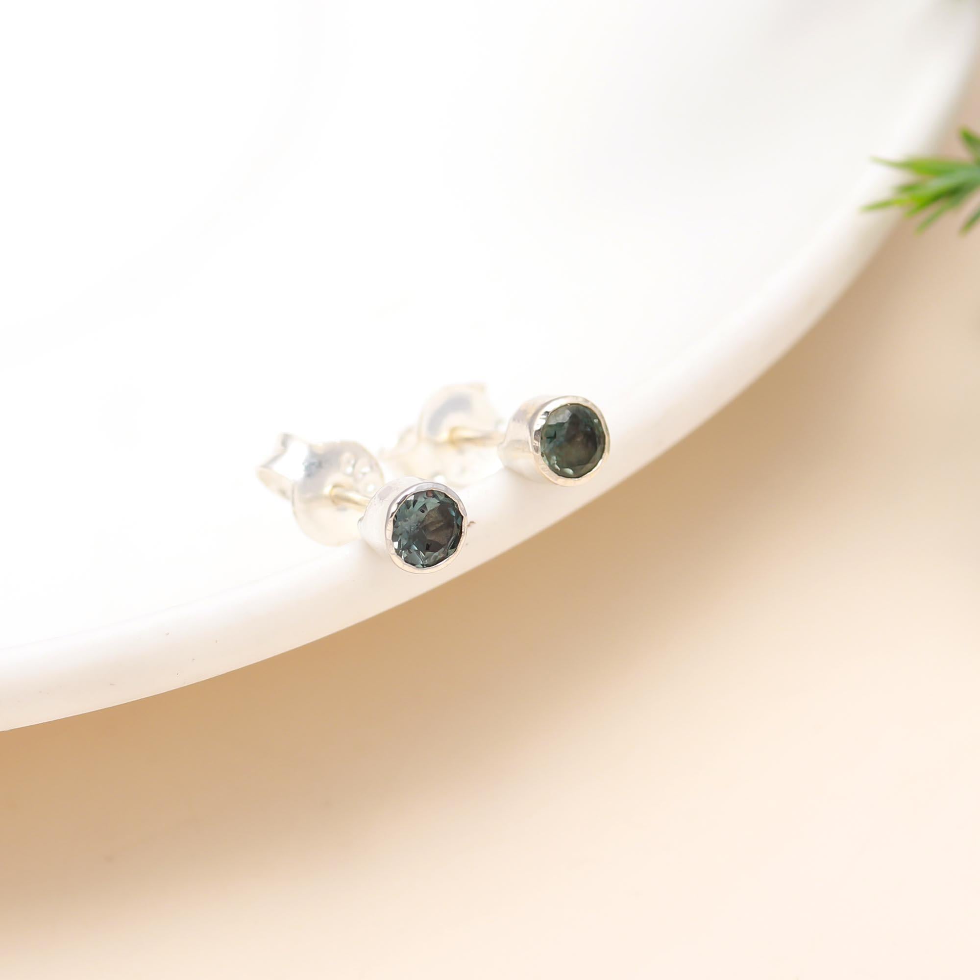 925 Sterling Silver Tourmaline Stud Earrings
