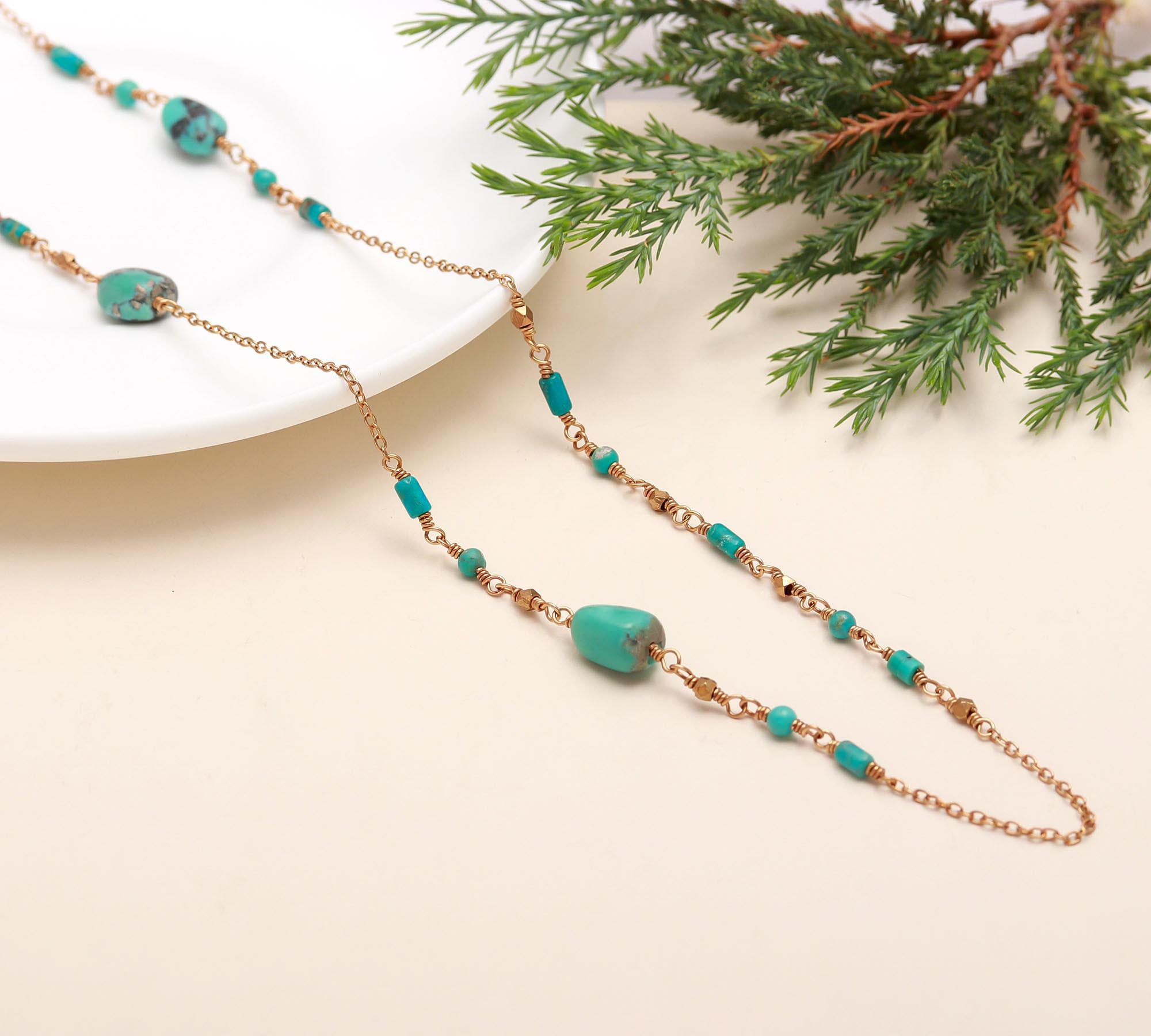 The Summer Strand: Turquoise & Gold Beaded Necklace