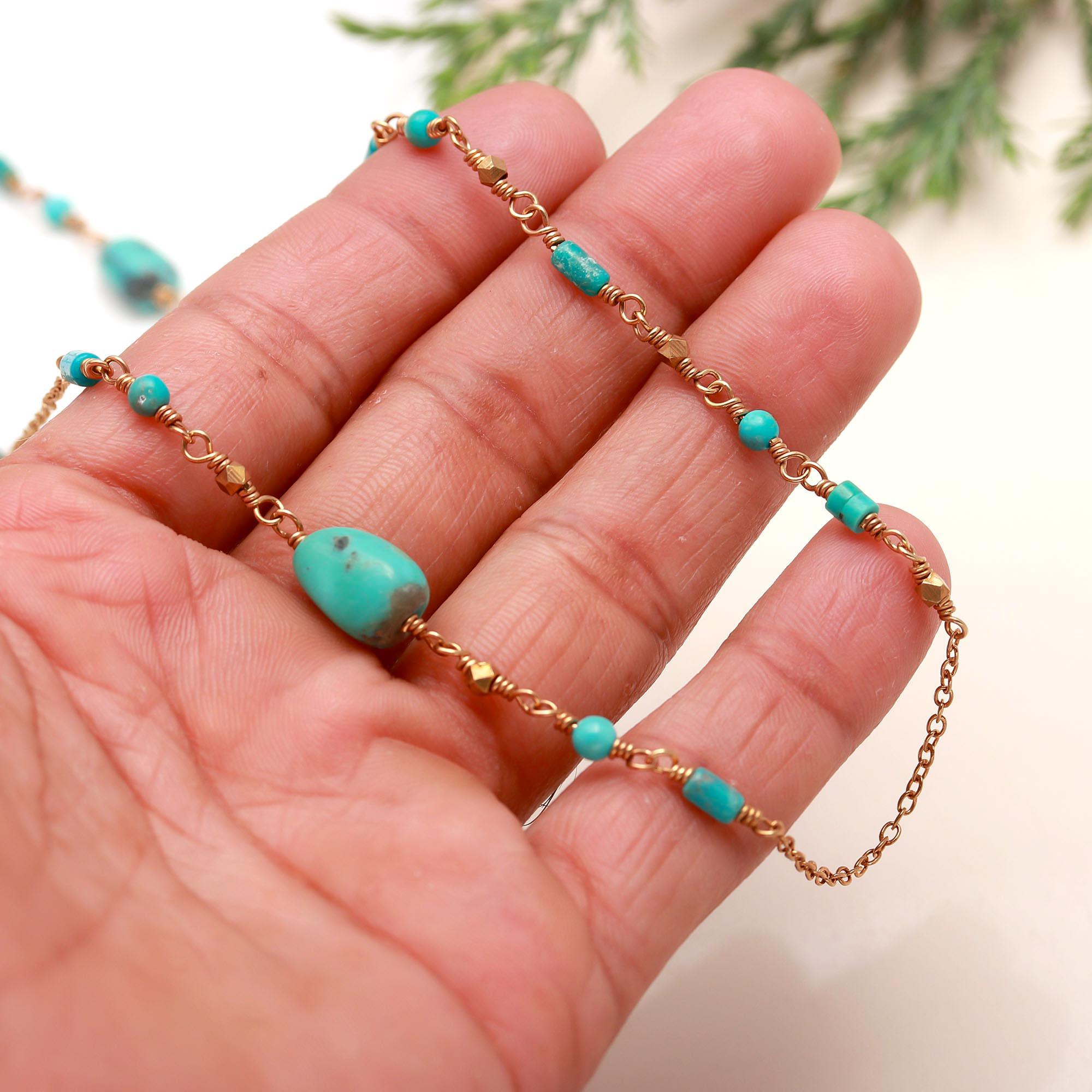 The Summer Strand: Turquoise & Gold Beaded Necklace