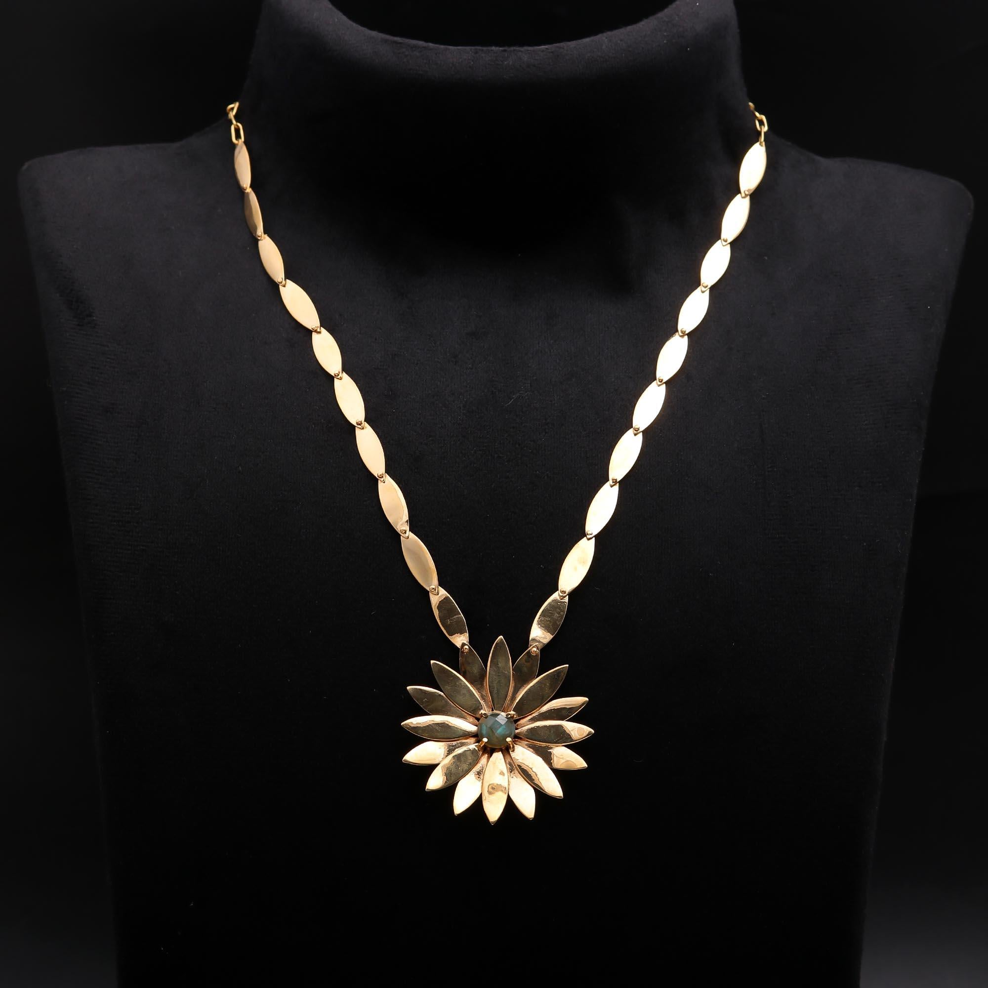 The Golden Bloom: Large Metal Flower Necklace