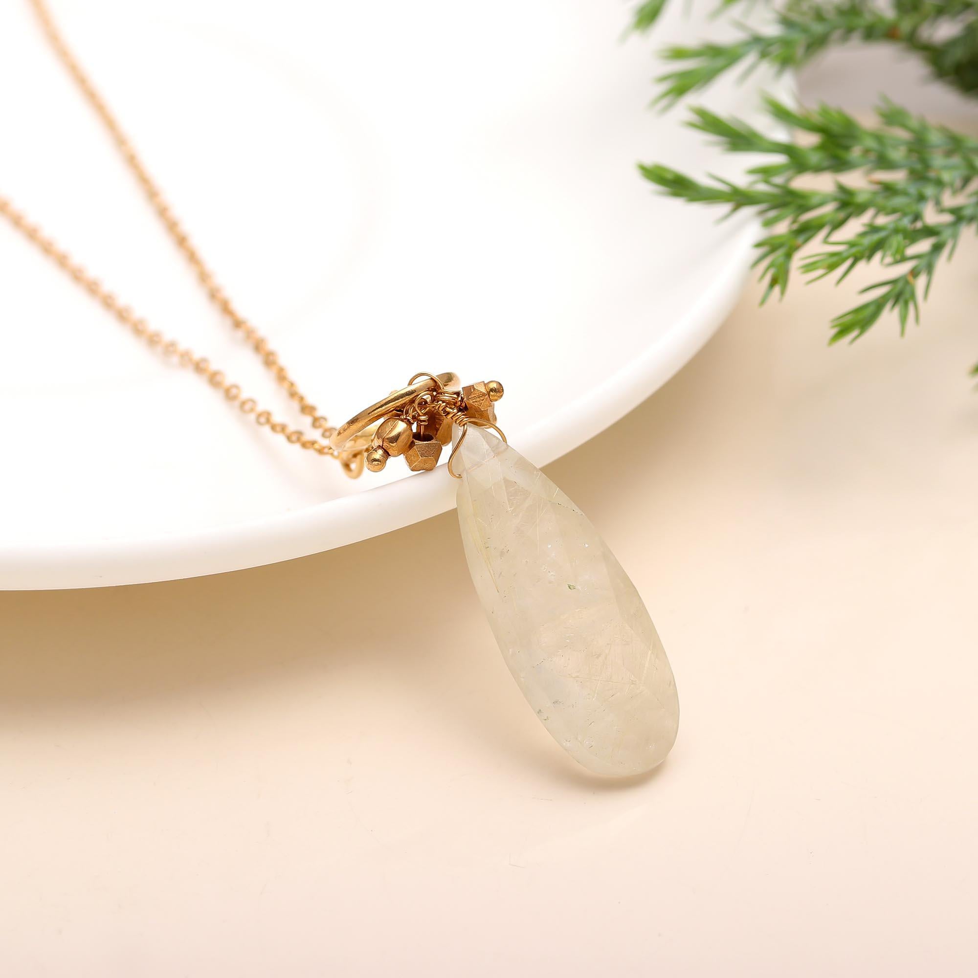 The Pure Drop: Clear Quartz Faceted Pendant
