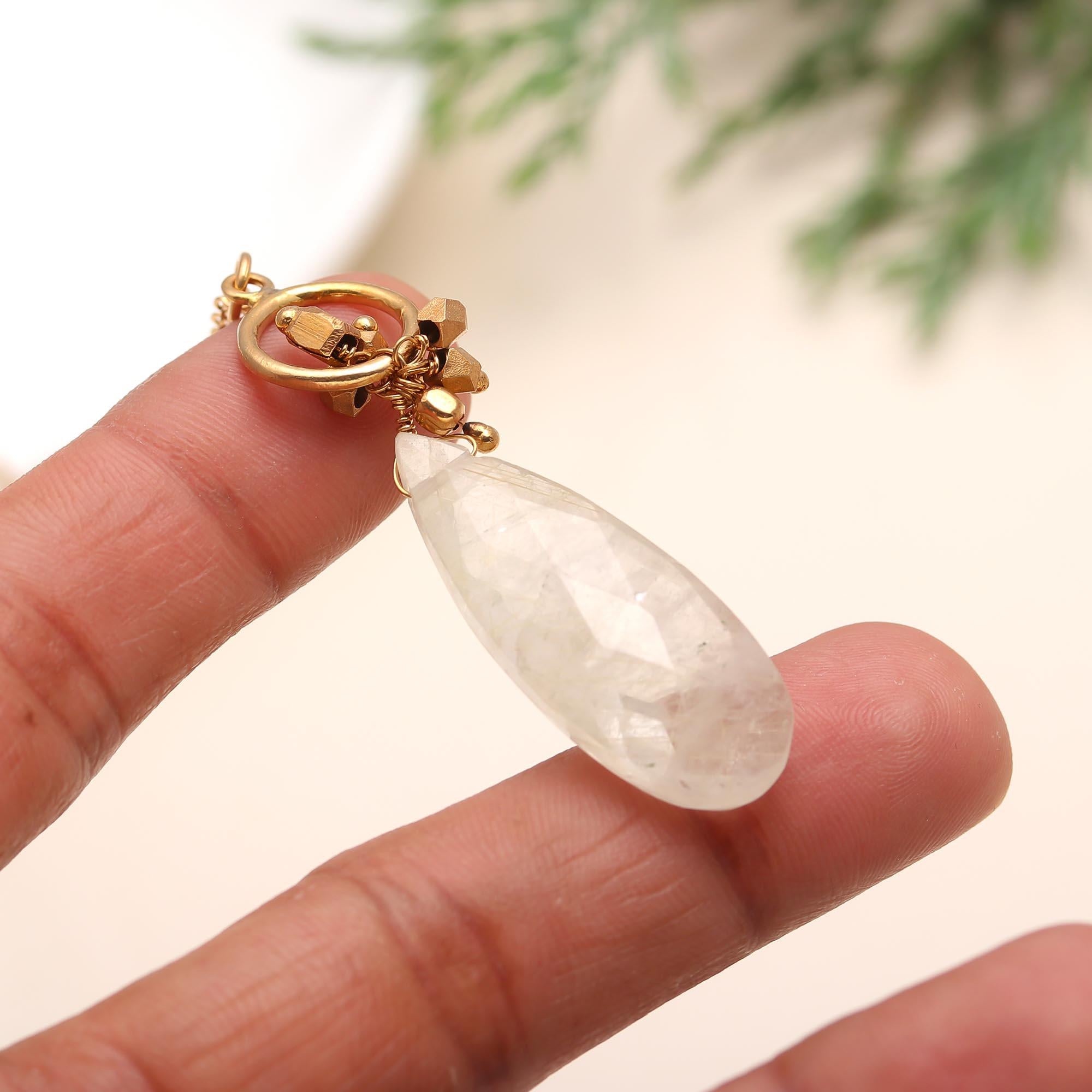 The Pure Drop: Clear Quartz Faceted Pendant