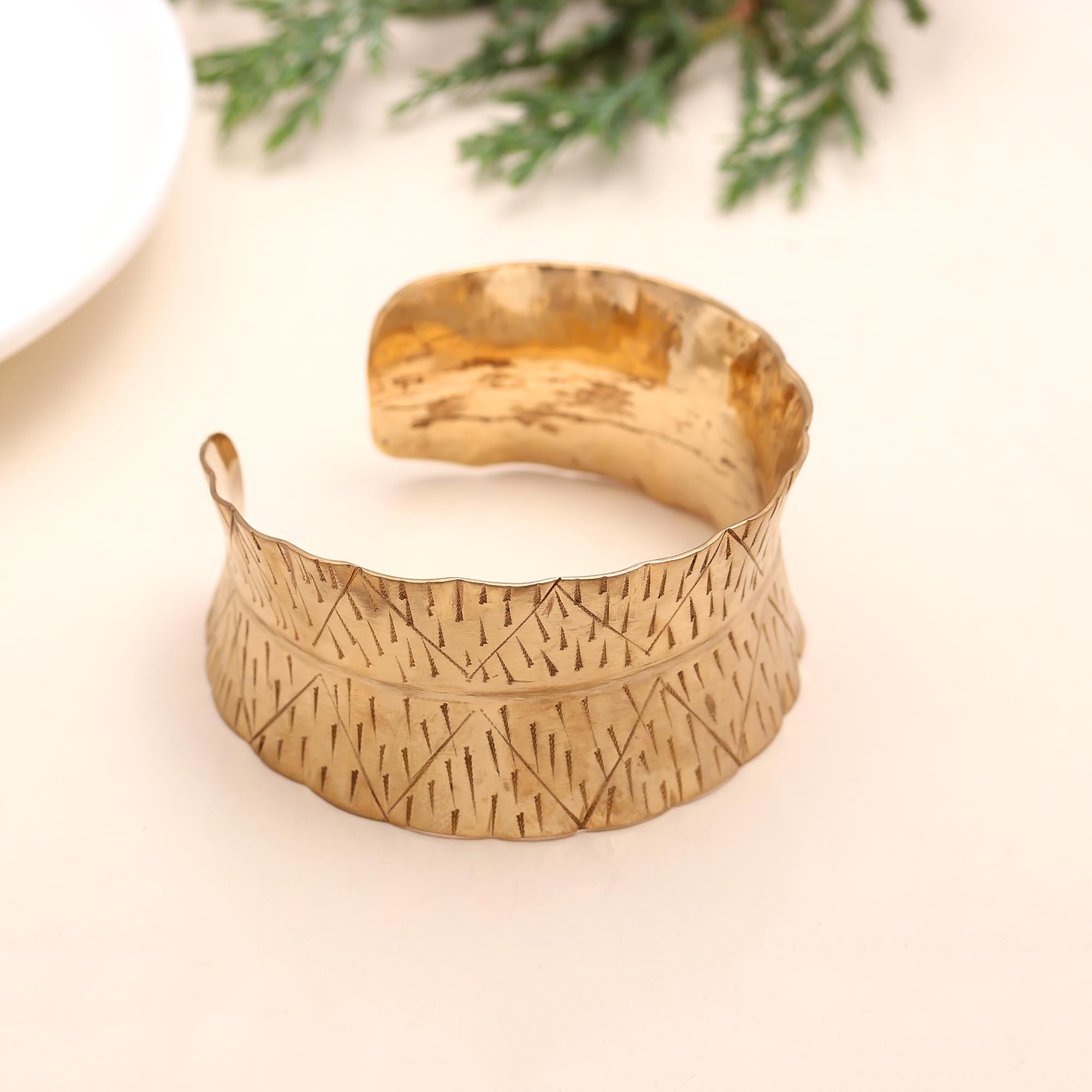 The Artisan Shield: Textured Gold Statement Cuff