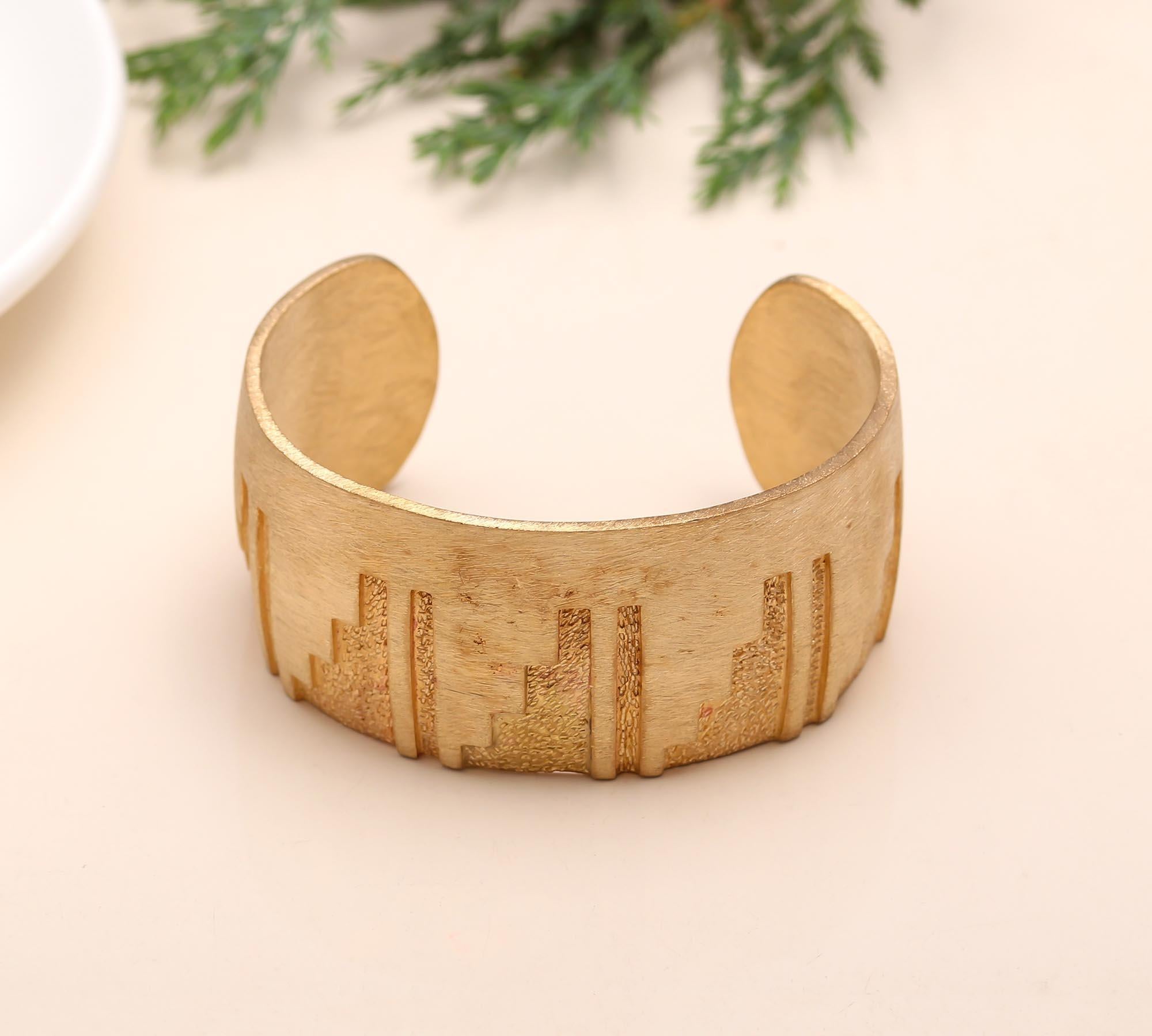 The Urban Horizon: Designer Gold Cuff Bracelet