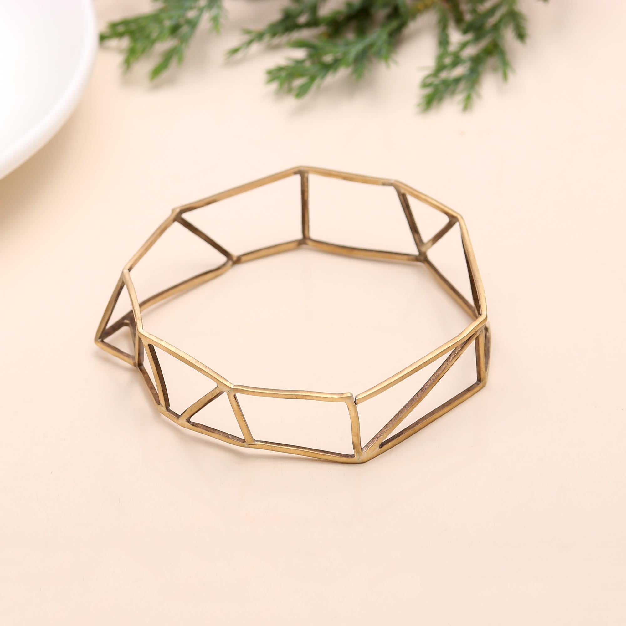 The Structural Octagon: Geometric Gold Vermeil Bangle