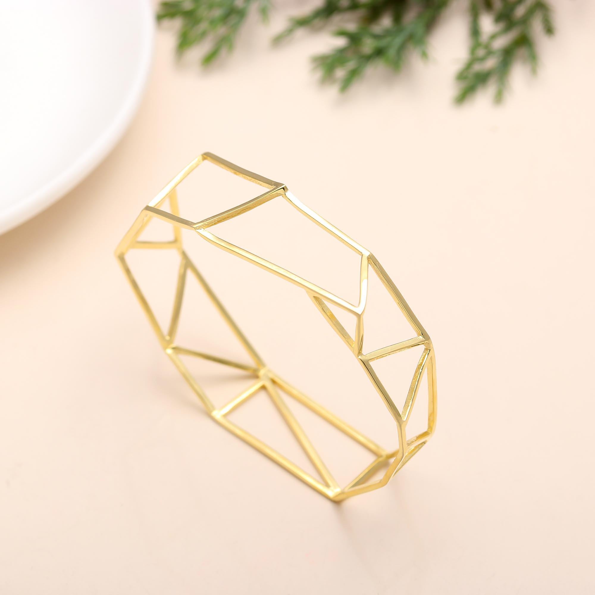The Faceted Framework: Geometric Gold Vermeil Bangle