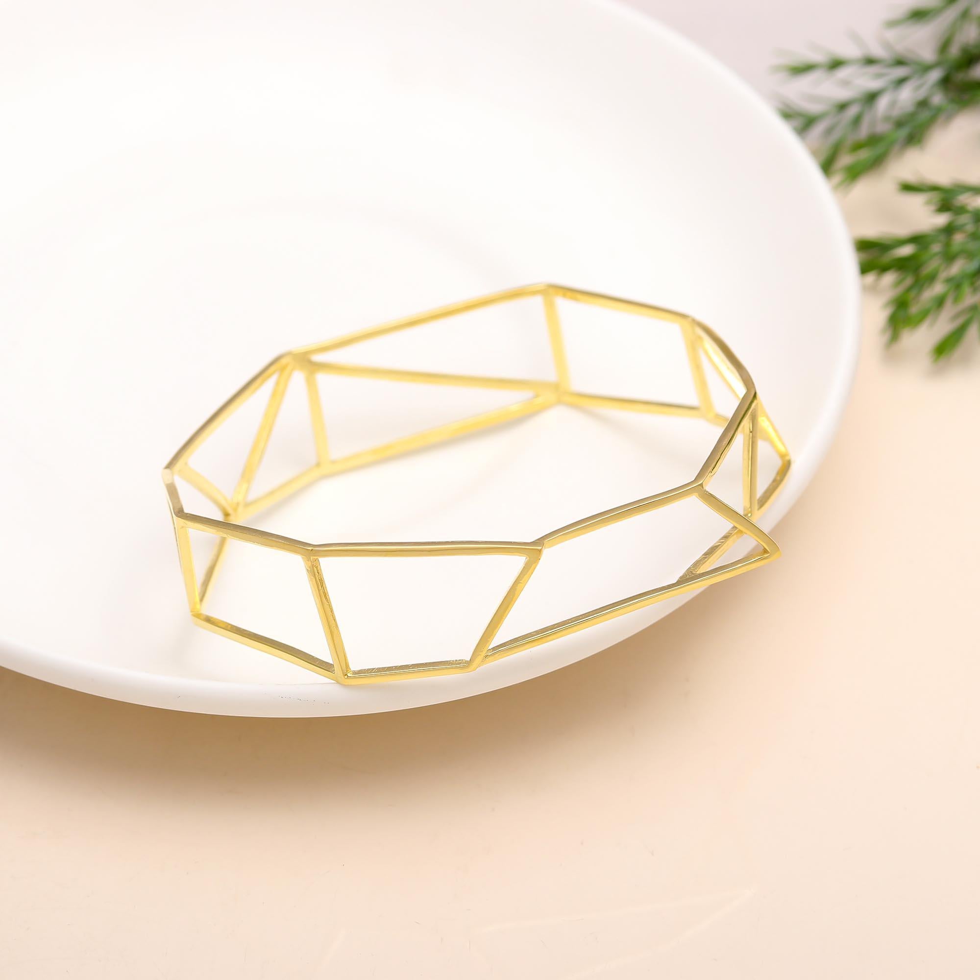 The Faceted Framework: Geometric Gold Vermeil Bangle