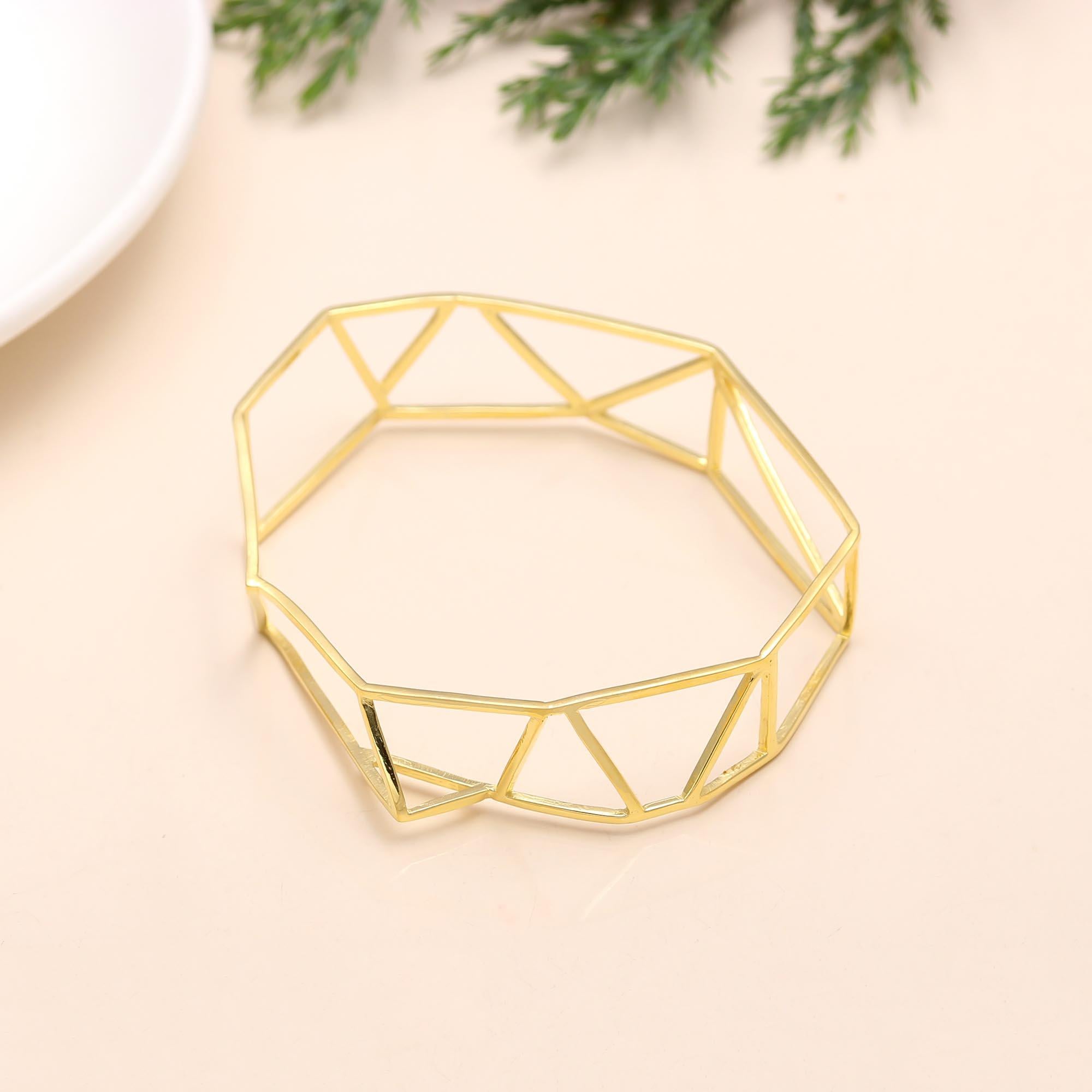 The Faceted Framework: Geometric Gold Vermeil Bangle
