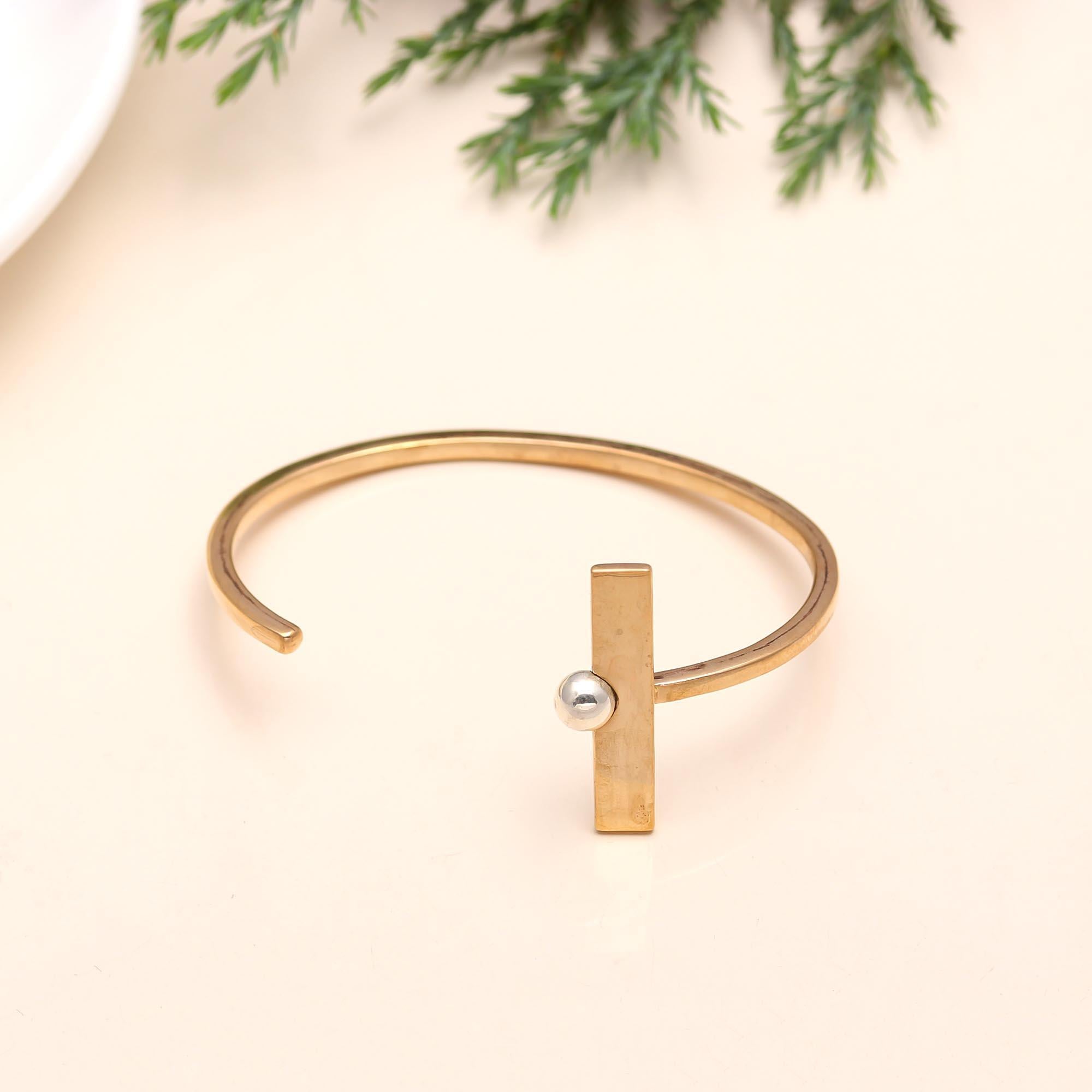 The Modern Dual: Geometric Gold Vermeil & Silver Sphere Cuff