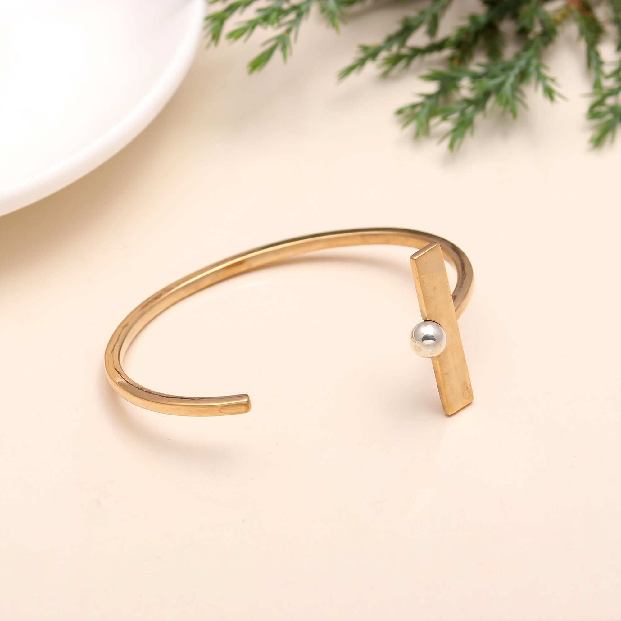 The Modern Dual: Geometric Gold Vermeil & Silver Sphere Cuff