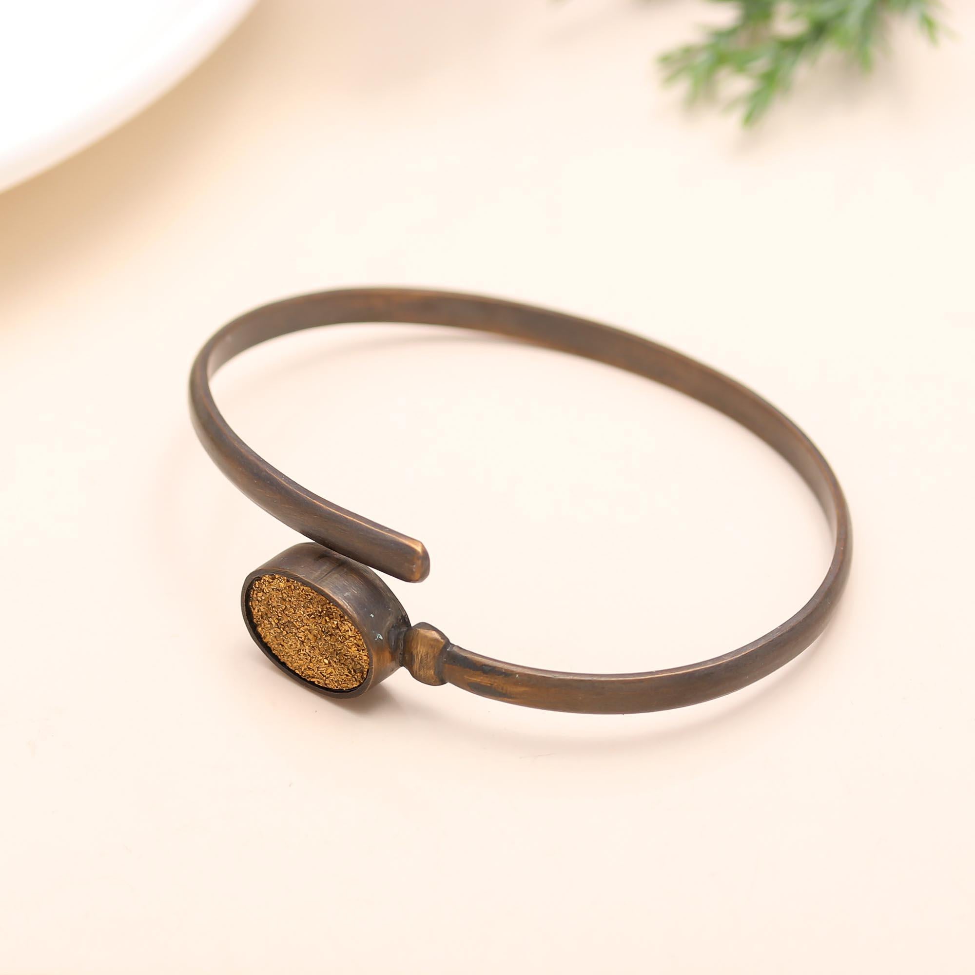 The Stardust Embrace: Gold Druzy Antique Vermeil Bangle