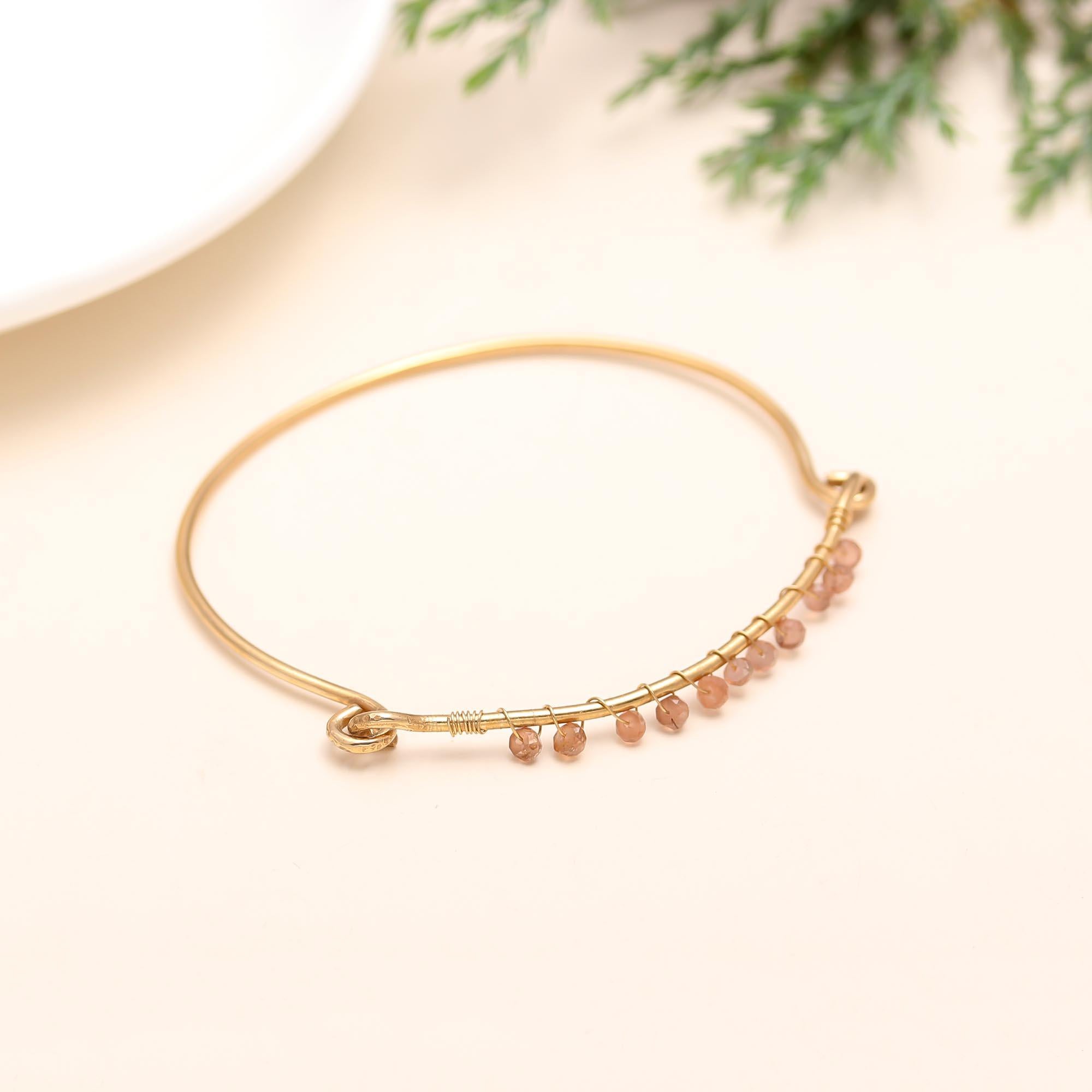 The Solar Wisp: Sunstone Beaded Gold Vermeil Bangle