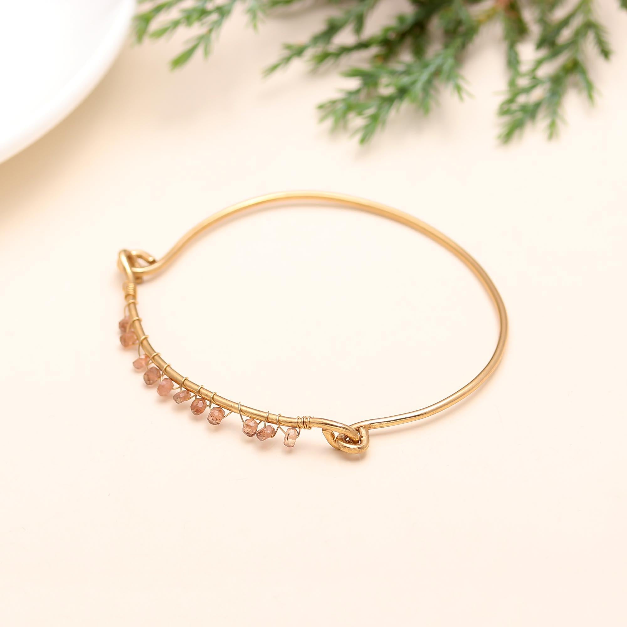The Solar Wisp: Sunstone Beaded Gold Vermeil Bangle