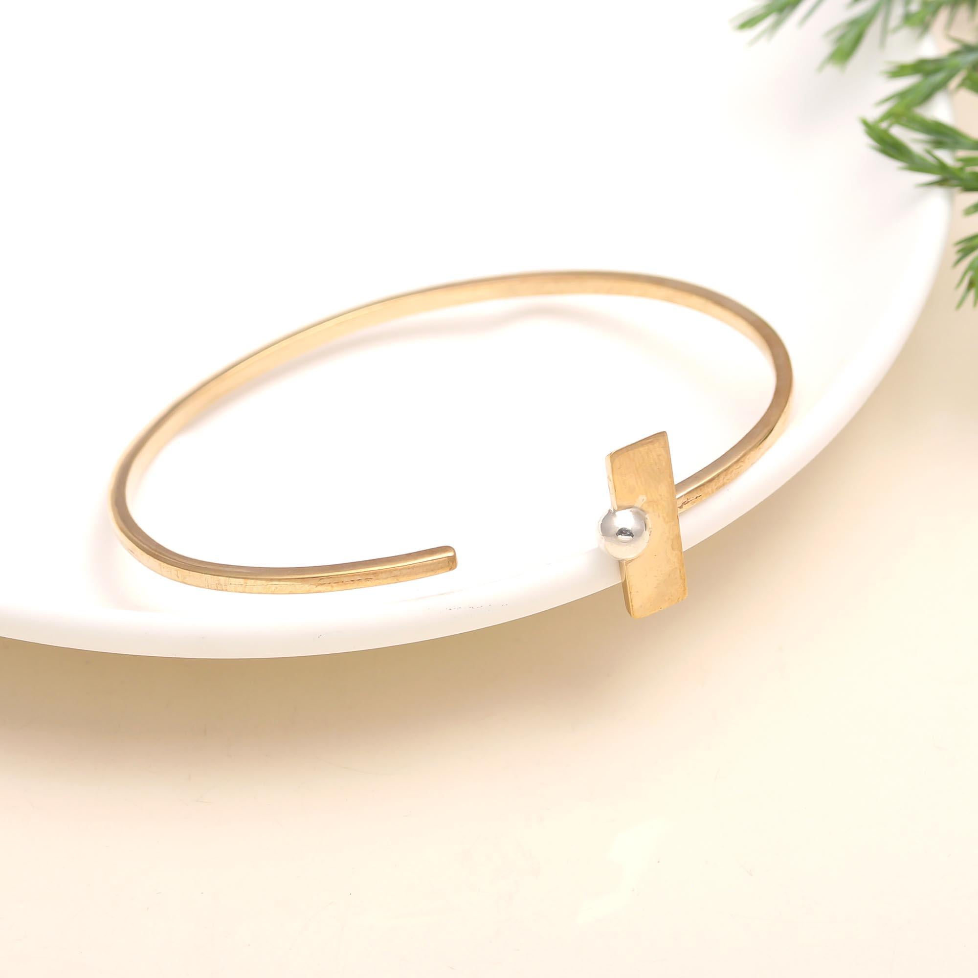 The Architectural Balance: Mixed Metal Gold Vermeil Cuff