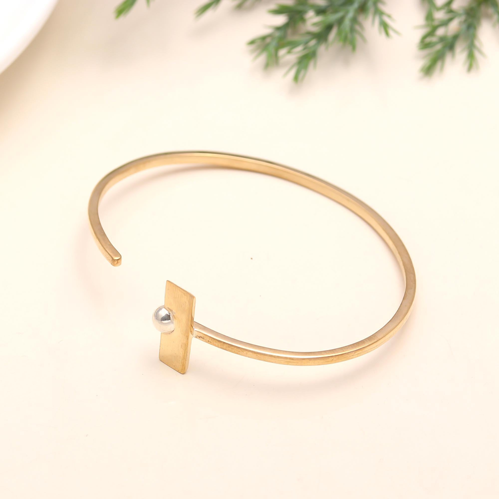 The Architectural Balance: Mixed Metal Gold Vermeil Cuff