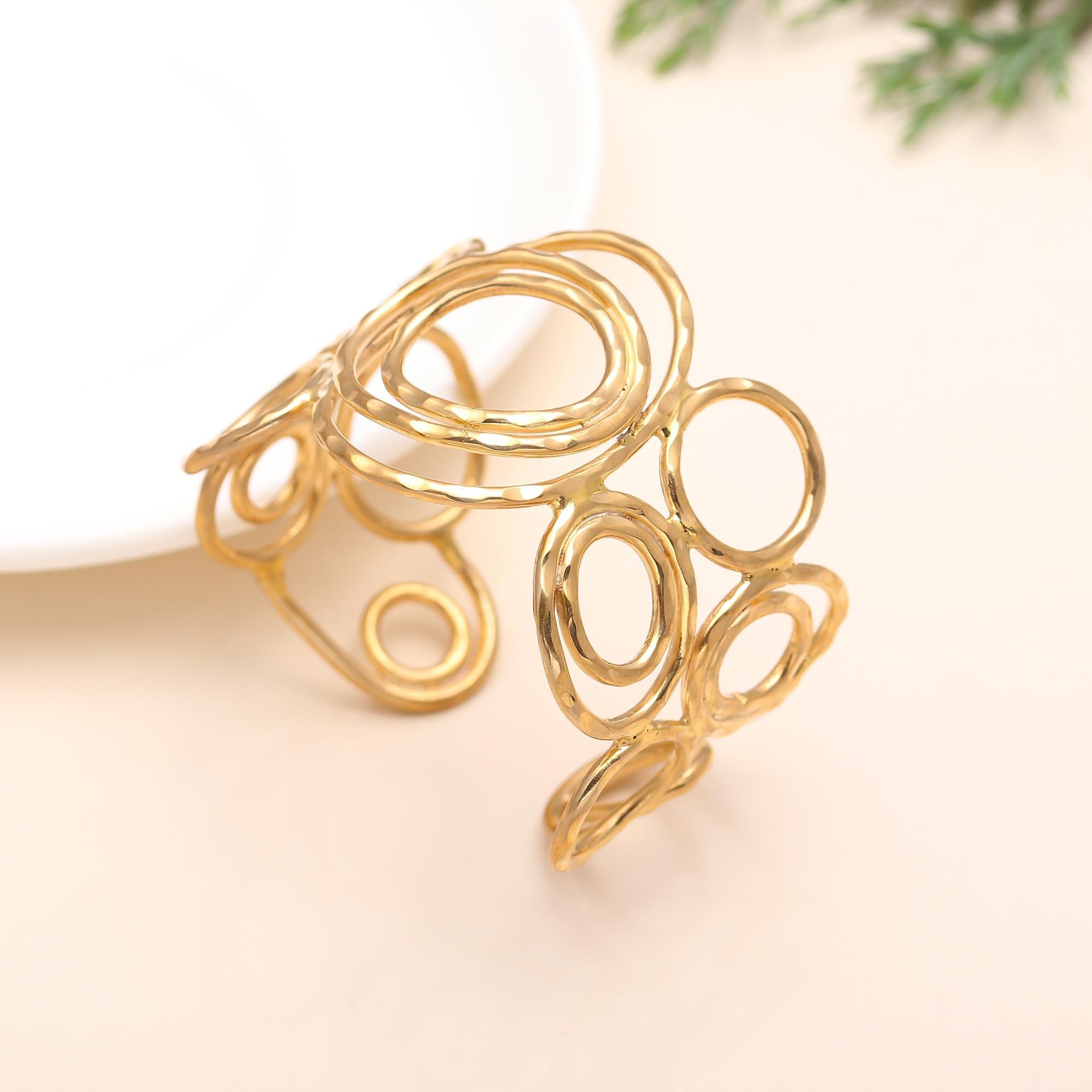 The Gilded Effervescence: Hammered Gold Vermeil Circle Cuff